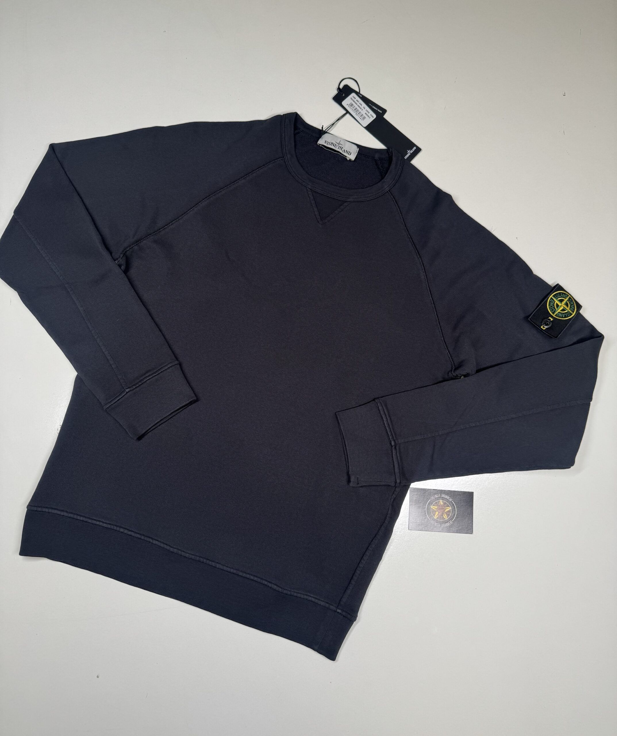 img_5846-2 STONE ISLAND BLACK 66360 MALFILE' FLEECE_GARMENT DYED 'OLD' EFFECT: Crewneck sweatshirt in malfilé fleece. - Image 1