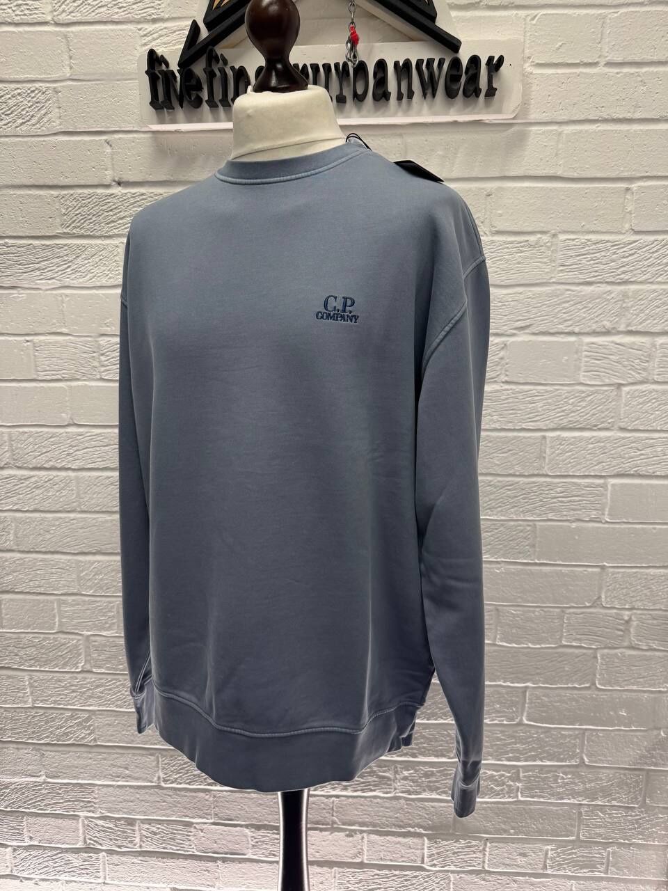 Cp Company 060B Brushed Emerized Diagonal Fleece Sweatshirt in Blue - Image 1