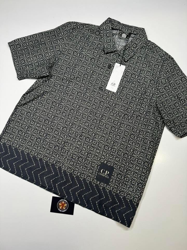 C.P. Company flatt Nylon baja-print cotton shirt - Black - Image 1