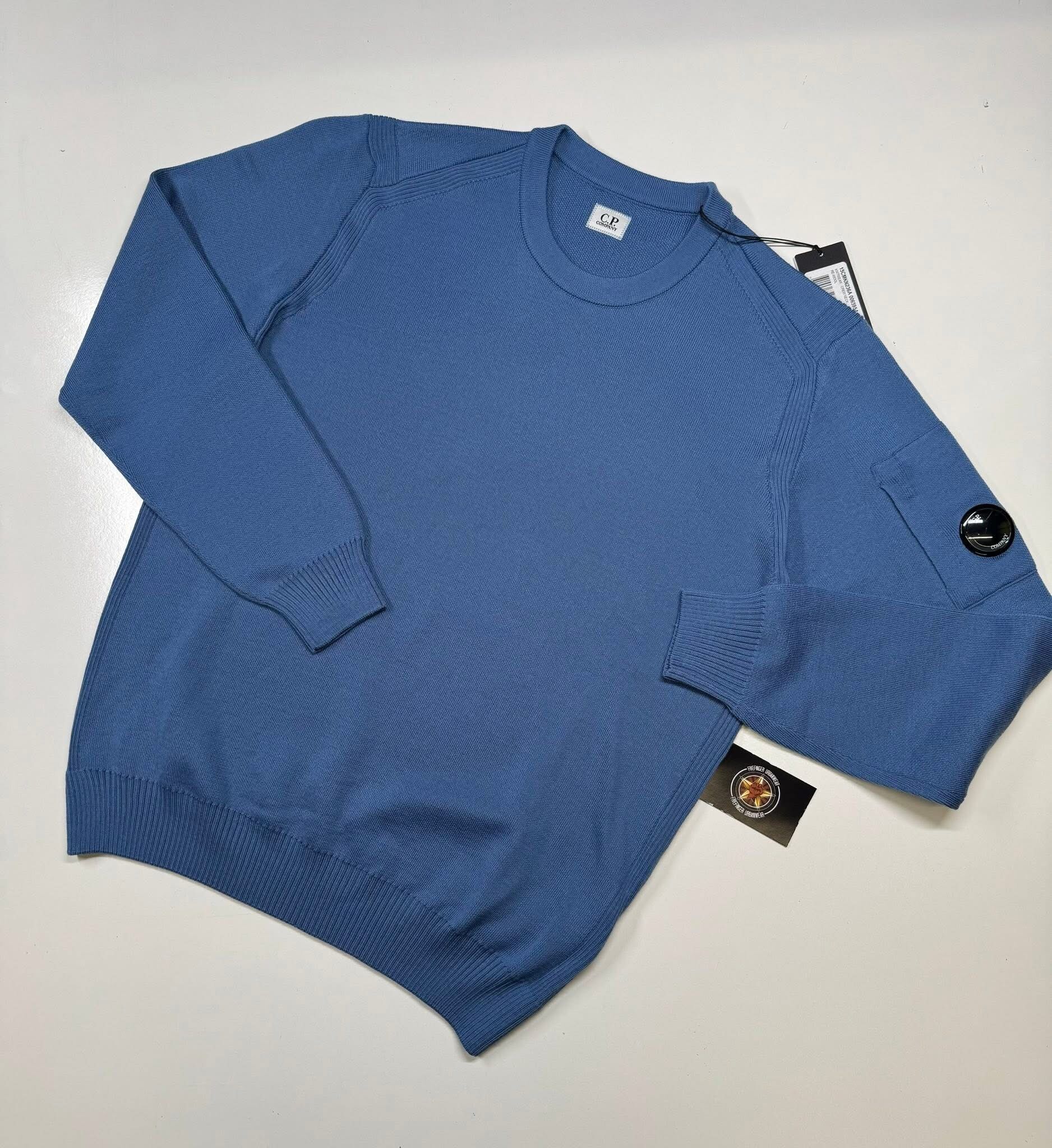 img_4138-2 C.P. Company 236A Re-Wool knitwear Crew Neck sweater in Blue - Size 56 / XXXL / 24” - Image 1