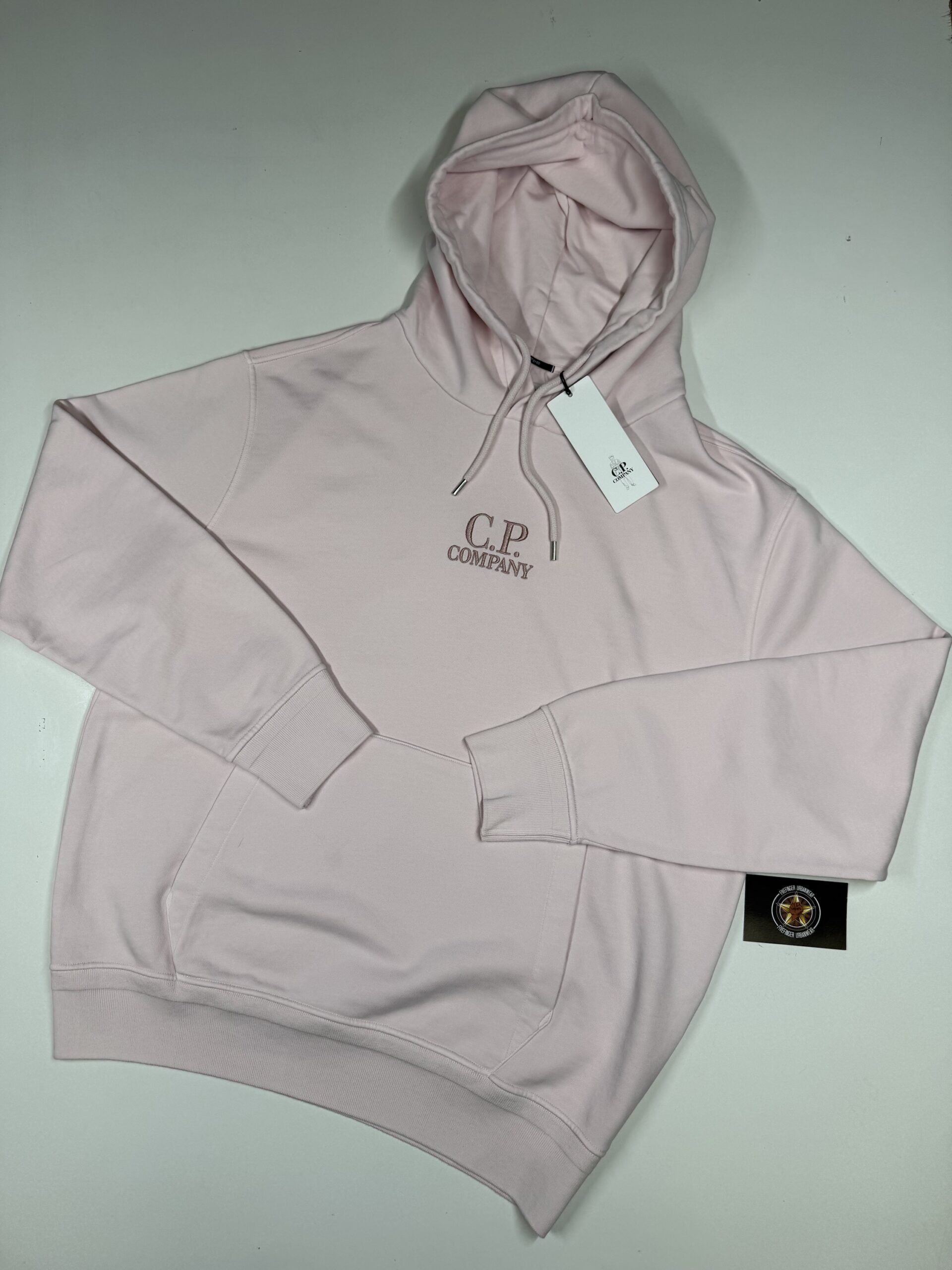 CP COMPANY 099B COTTON DIAGONAL FLEECE HOODED SWEATSHIRT IN PINK - Image 1