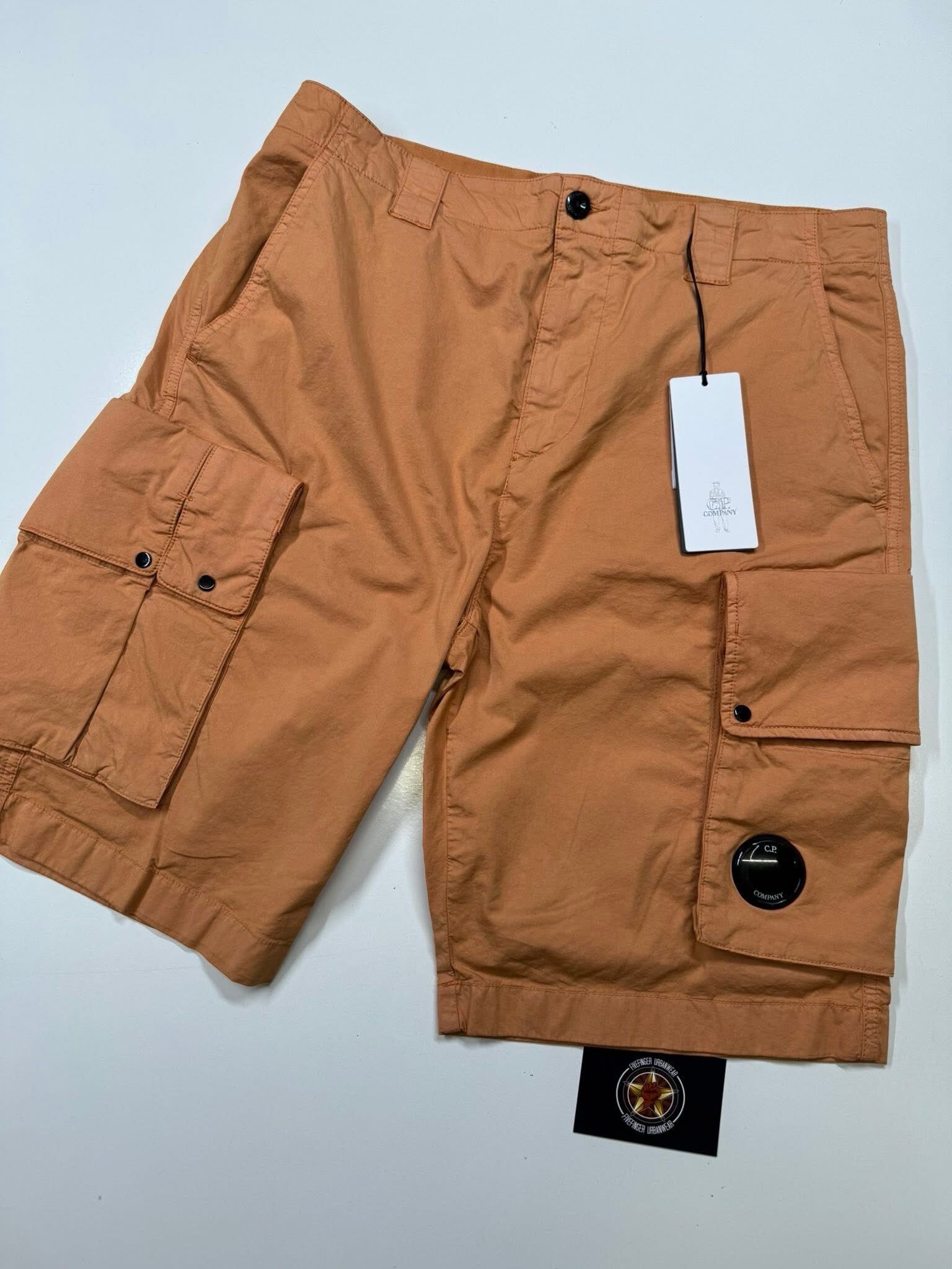 CP Company 268A Bermuda Cargo shorts in Twill Stretch. - Peach -     Size 48 / w32” - Image 1