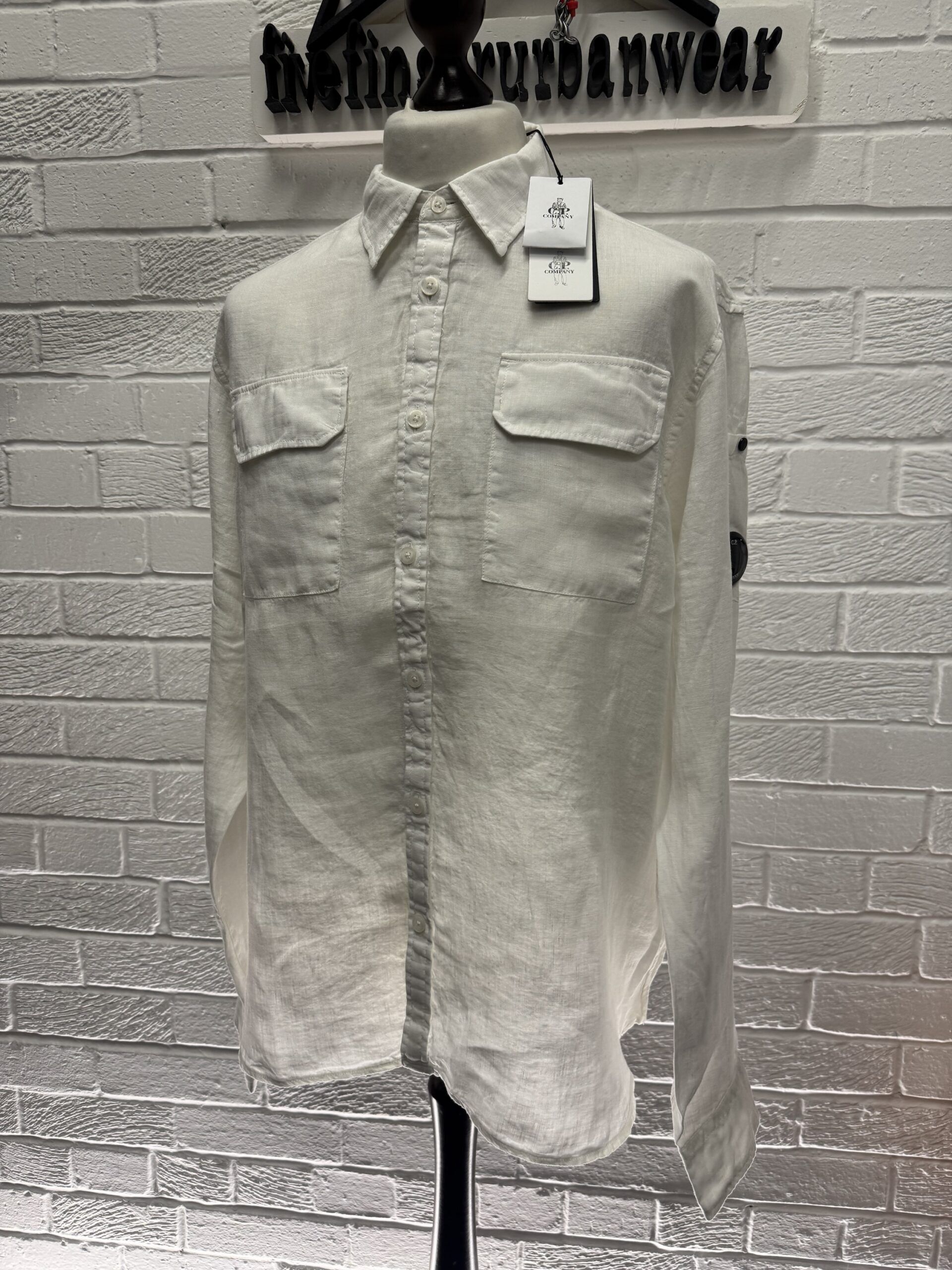 CP Company 301A  Long sleeve Linen Shirt in White - Image 1