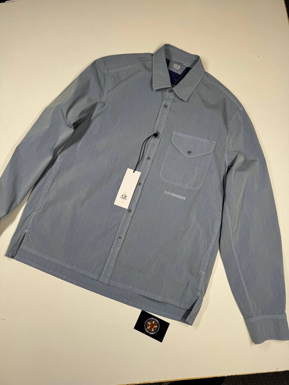 CP COMPANY 065A 50 Fili Pocket Shirt in Blue  -        Large / P2P 22” - Image 1