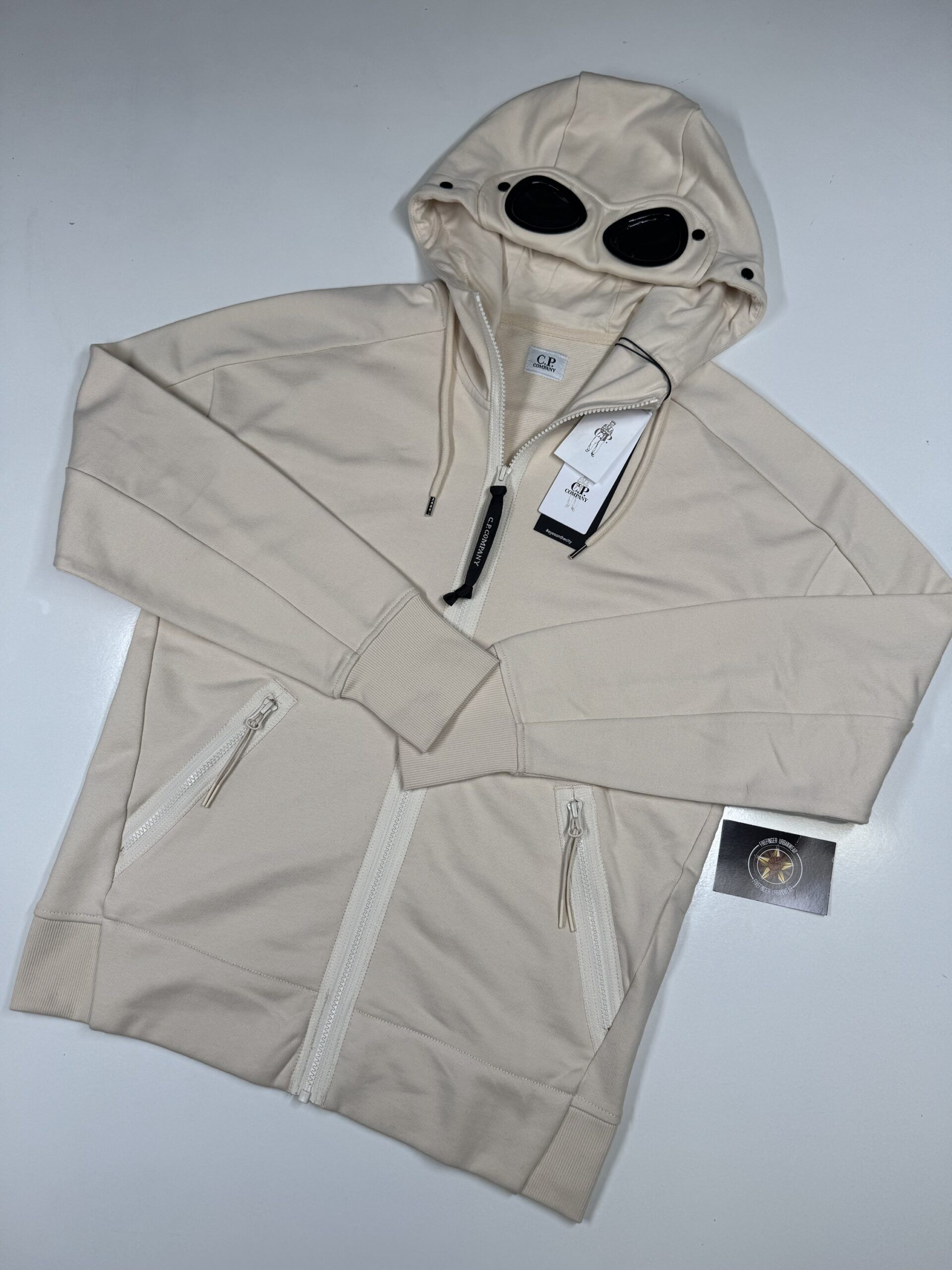 img_9552 CP Company 082A Diagonal Raised Fleece goggle Hood Open Zipped Sweatshirt- Pistachio - Small / p2p 21” - Image 1