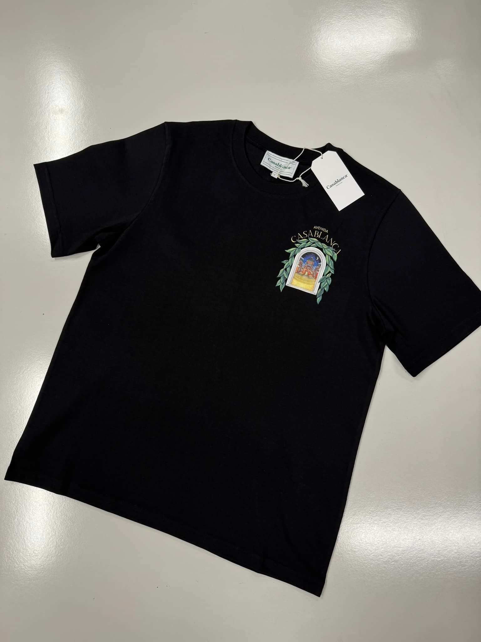 Casablanca Black 'Casablanca Avenida' T-Shirt Organic cotton jersey T-shirt - Image 1