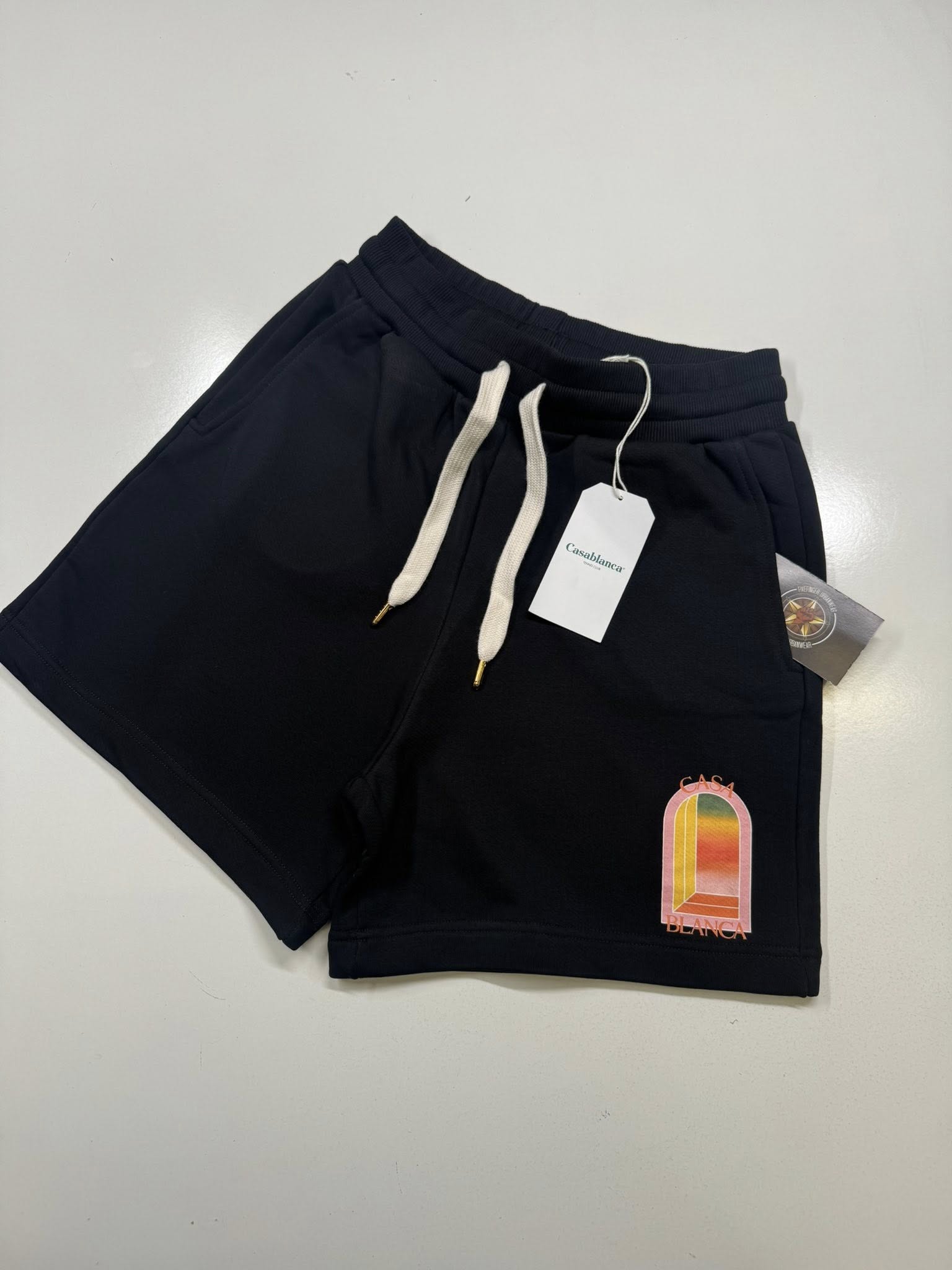 CASABLANCA GRADIENT ARCHE SWEATSHORTS IN BLACK - Image 1