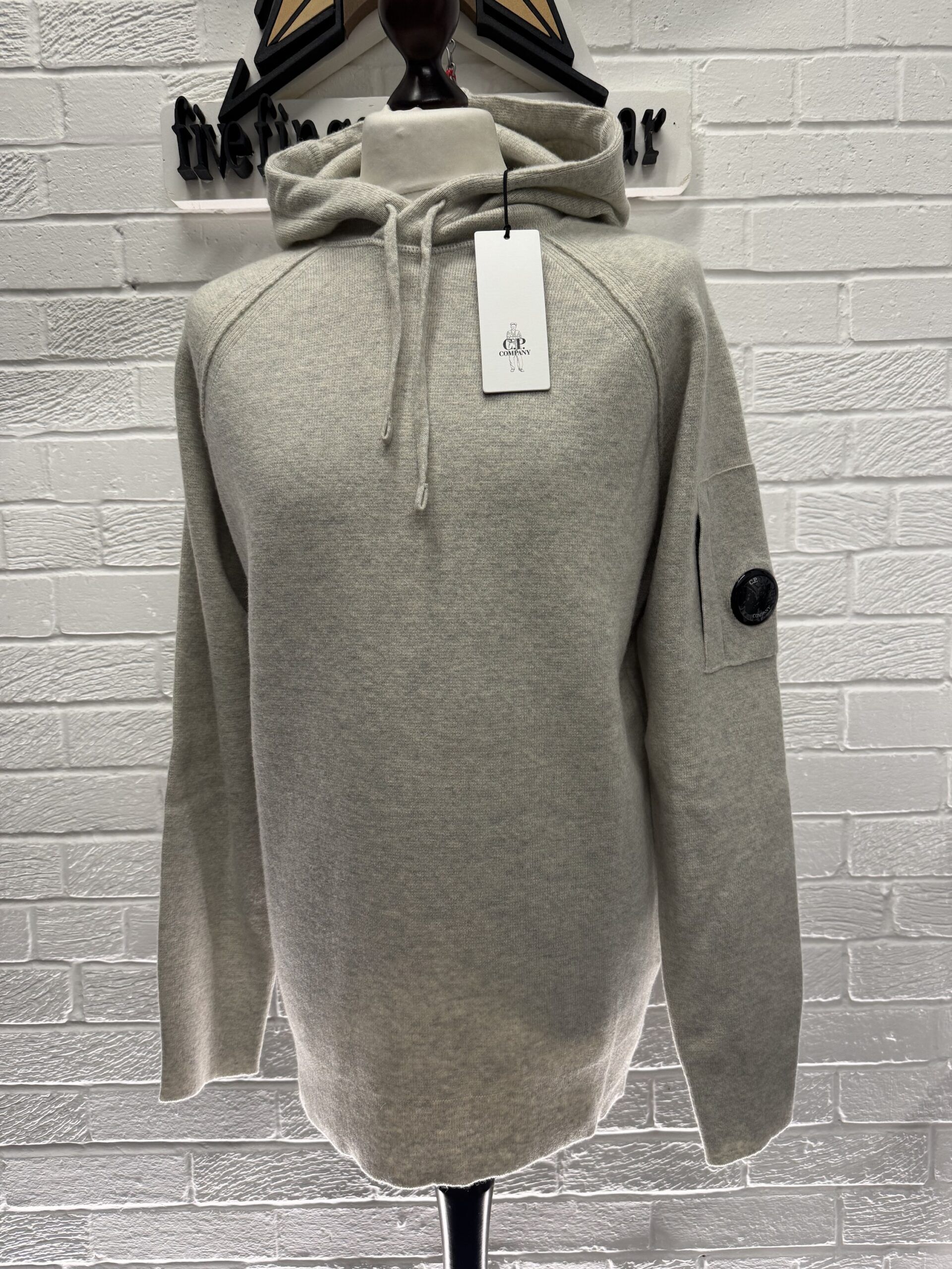 img_9689-2 C.P. Company 149A Knitwear Hooded lambswool GRS pull over- Melange Grey - Image 1