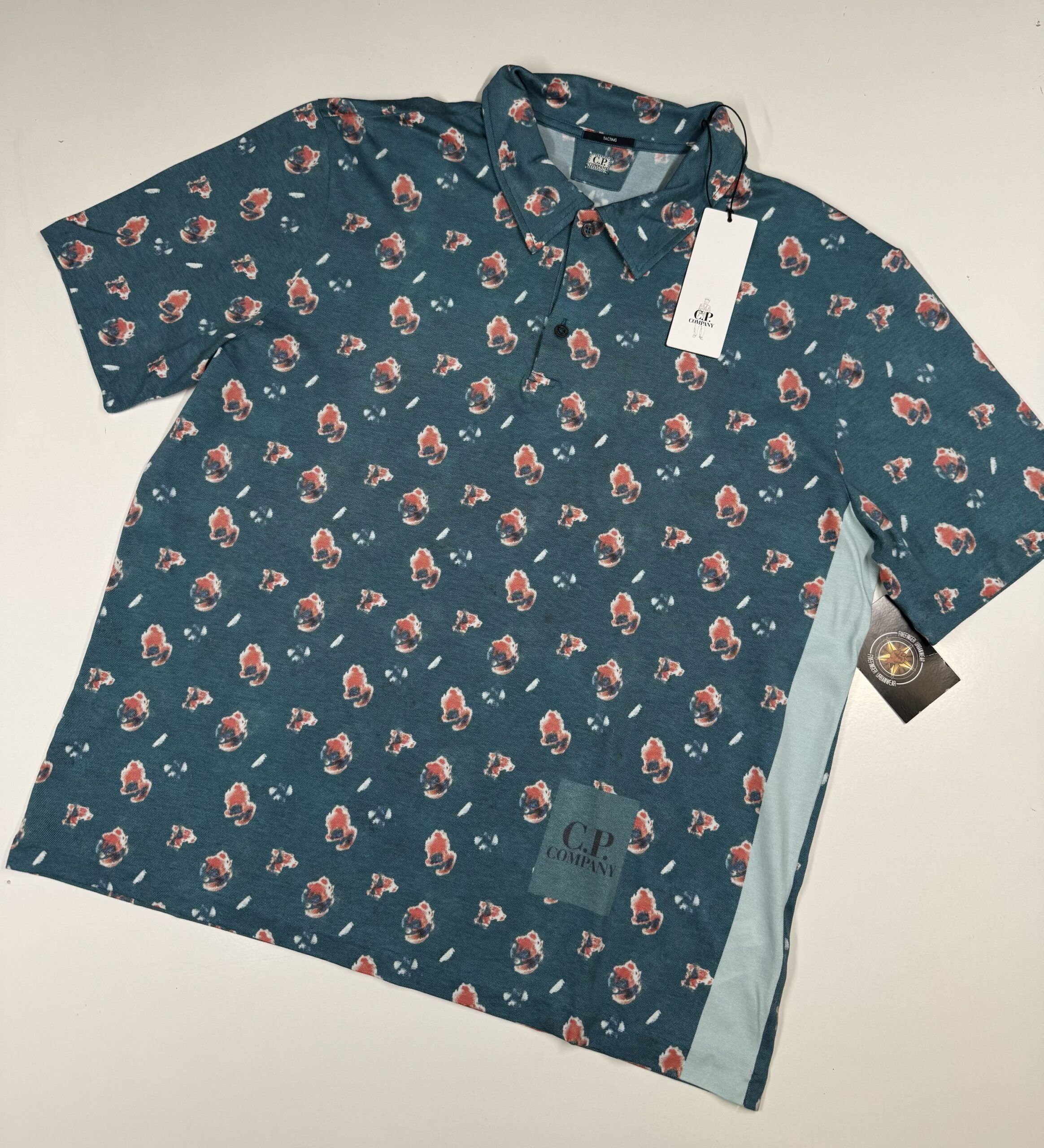 img_0191 C.P. Company 283A sponged print cotton tacting polo shirt - Ink Blue / 843 - Image 1