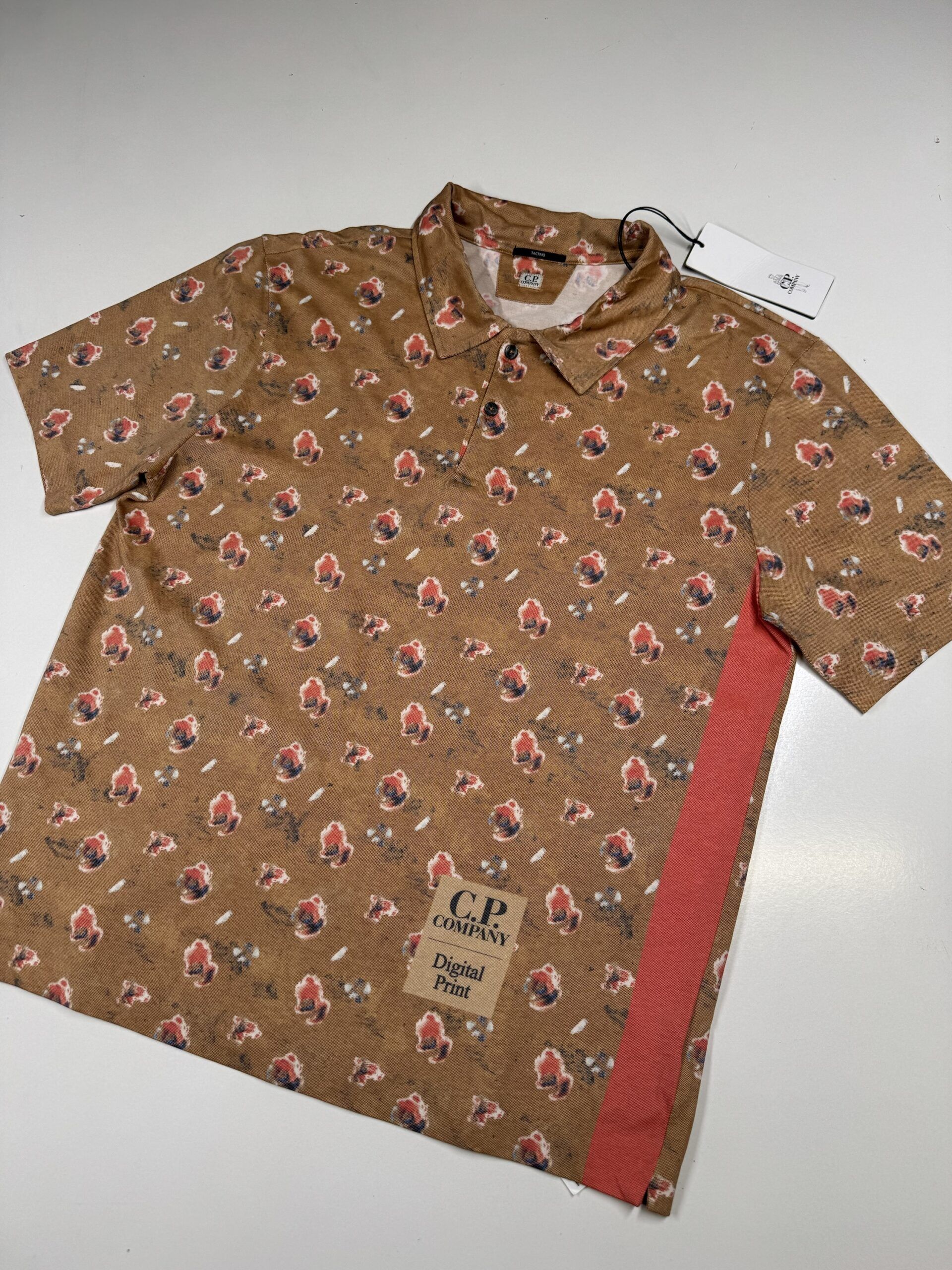 C.P. Company 283A sponged print cotton tacting polo shirt  - Pastry Shell Orange - Image 1