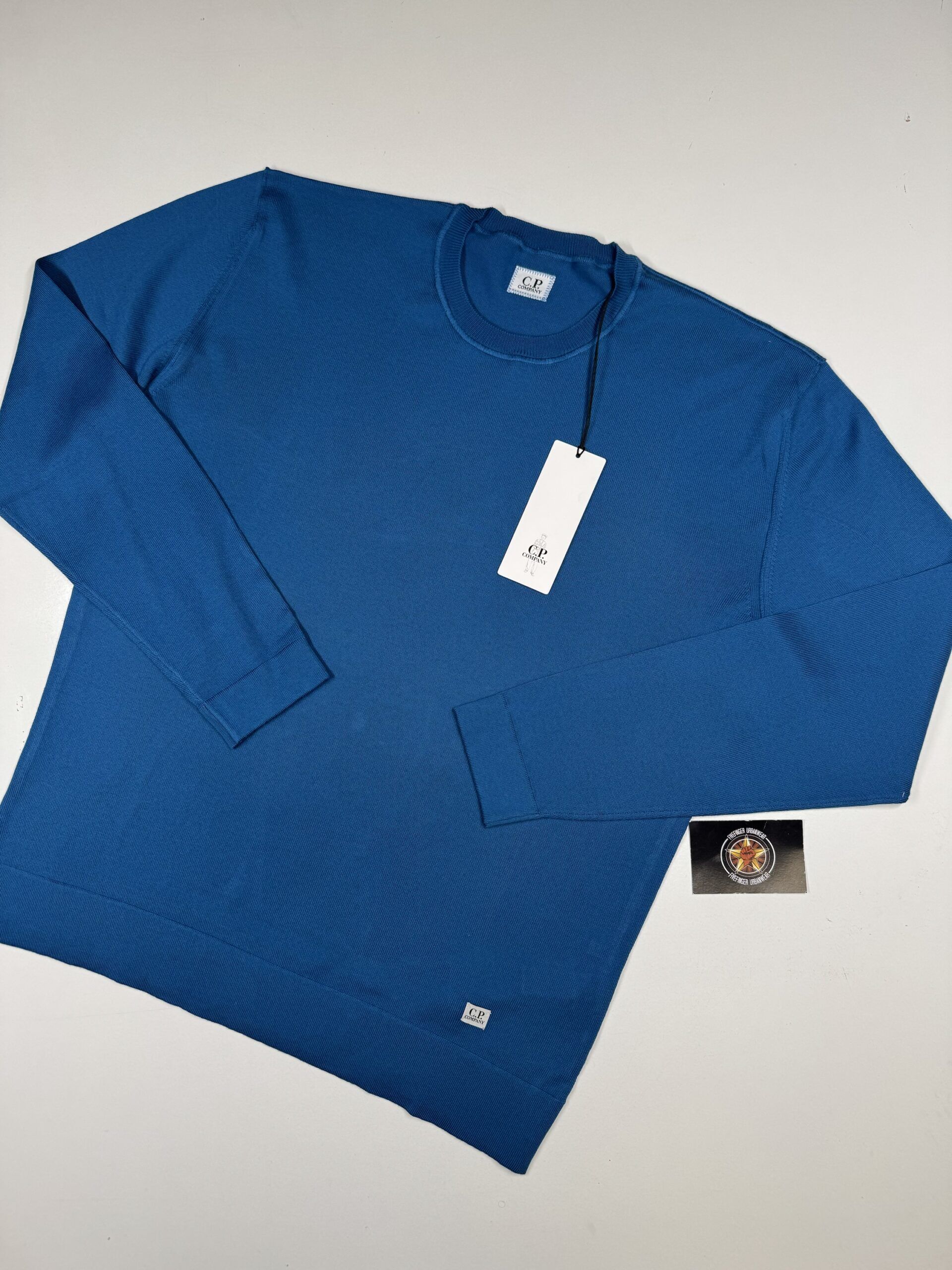 img_1176 CP company 168A crew knit in sea island cotton. Colour - Lyon’s Blu - Image 1