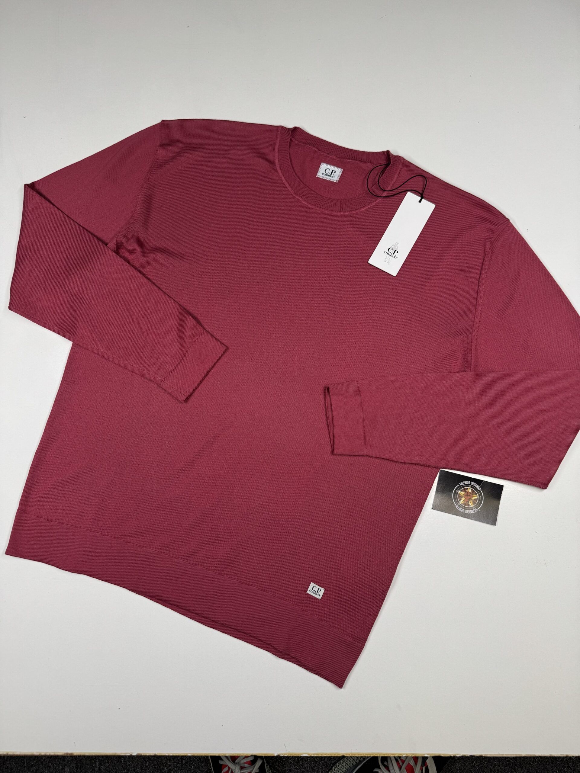 img_1196 CP company 168A crew knit in sea island cotton. Colour - Red Bud - Image 1