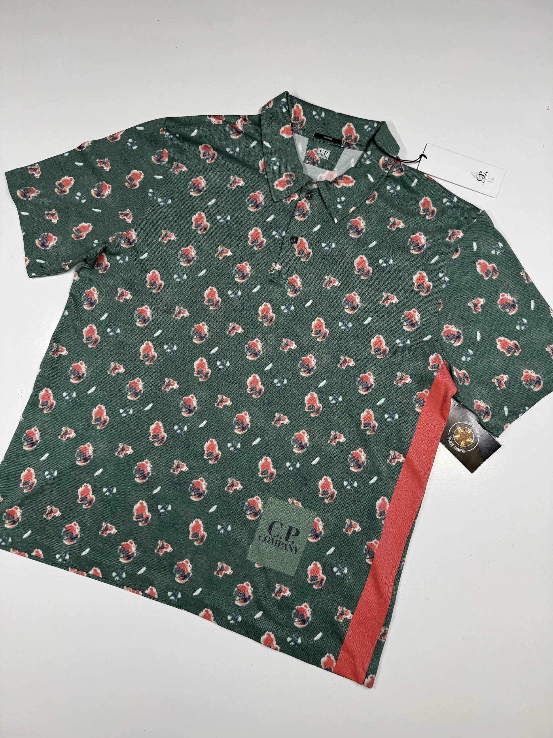 img_8596 C.P. Company 283A sponged print cotton tacting polo shirt - Duck Green - Image 1