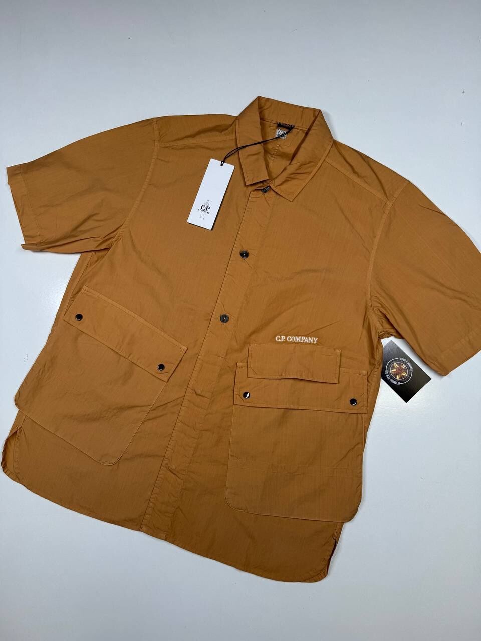 img_8979-3 CP COMPANY 271A popeline pocket short sleeve shirt in Pastry shell orange. - Large / p2p 21.5” - Image 1