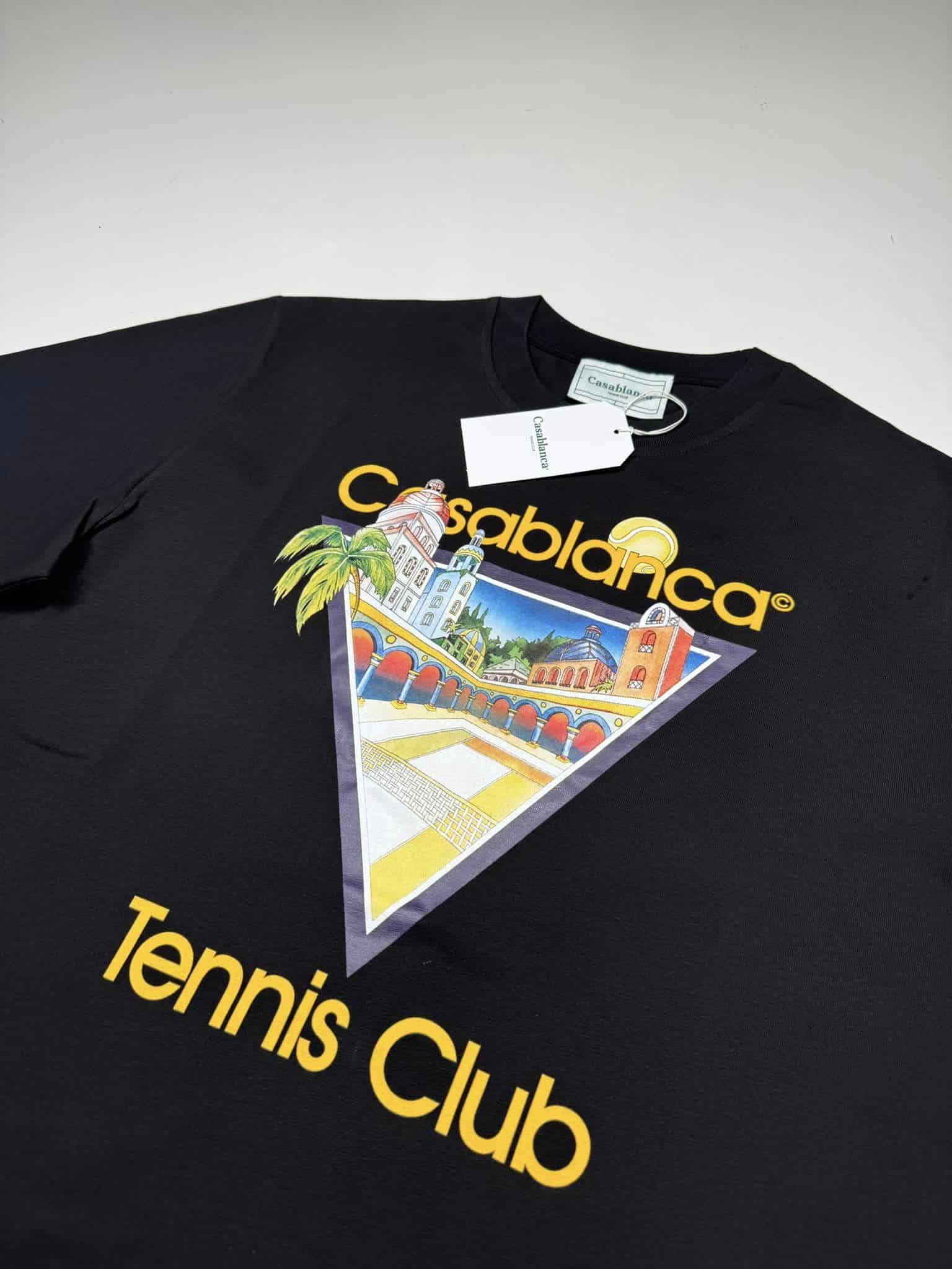 Casablanca Tennis Club Icon Print T-Shirt in Black - Fivefinger