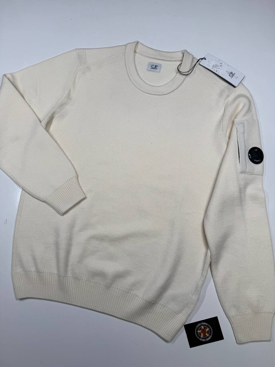 C.P. Company 236A Re-Wool knitwear Crew Neck sweater in Ivory -  Size 56 / XXXL / 24” - Image 1
