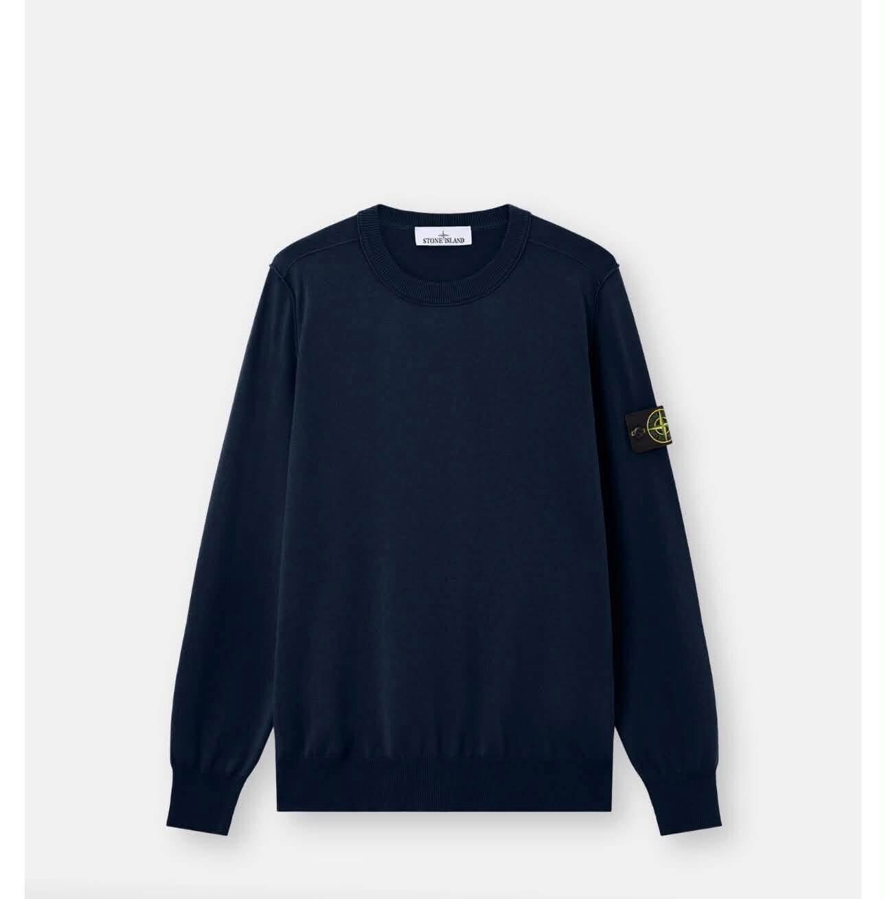 img_4130-2 STONE ISLAND 5100053 SOFT ORGANIC COTTON Crewneck jumper with rolled edge seams - NAVY - Image 1