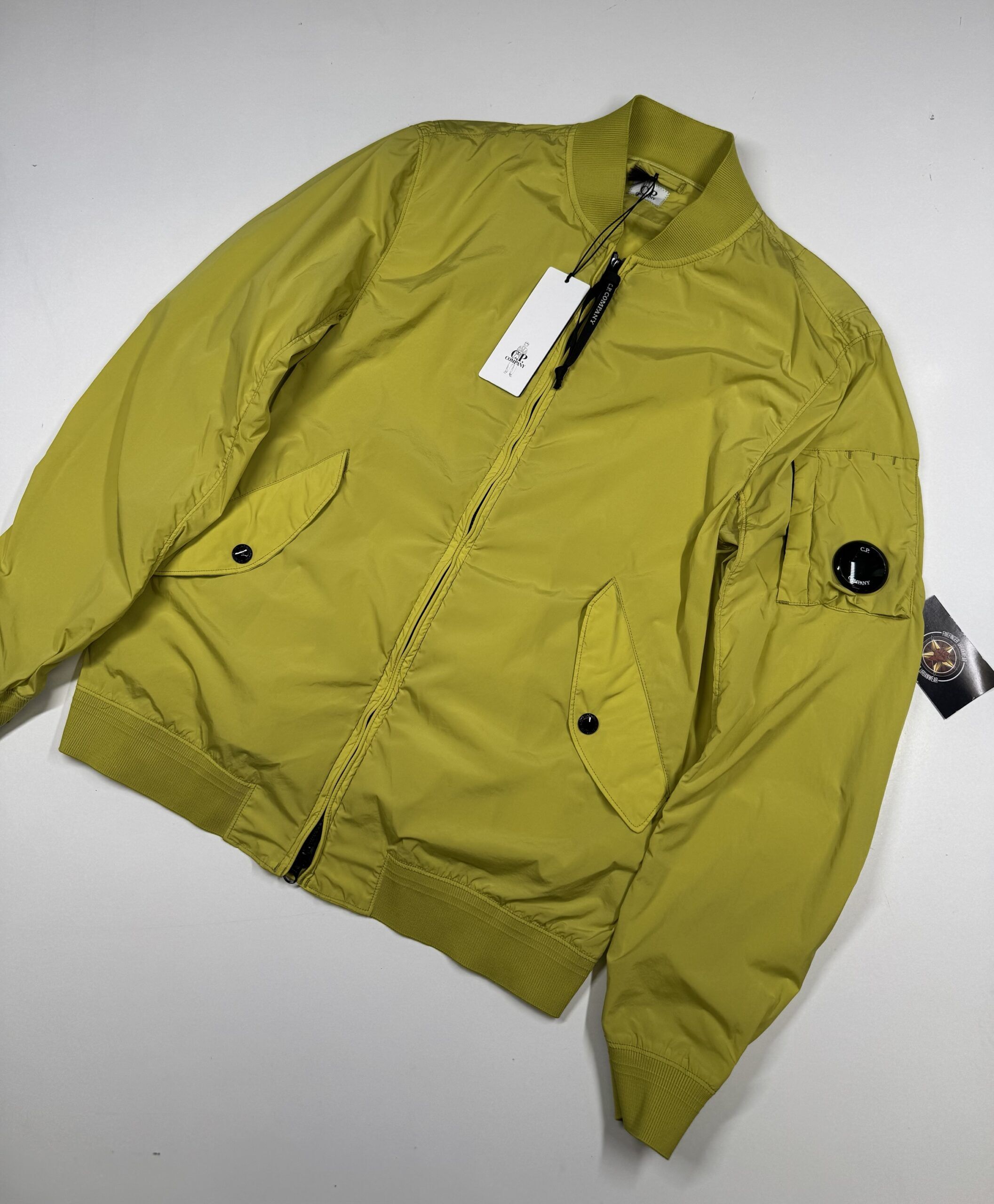 img_4925 C.P. COMPANY 182A NYCRA-R BOMBER JACKET IN YELLOW - Large / P2P 22.5” - Image 1