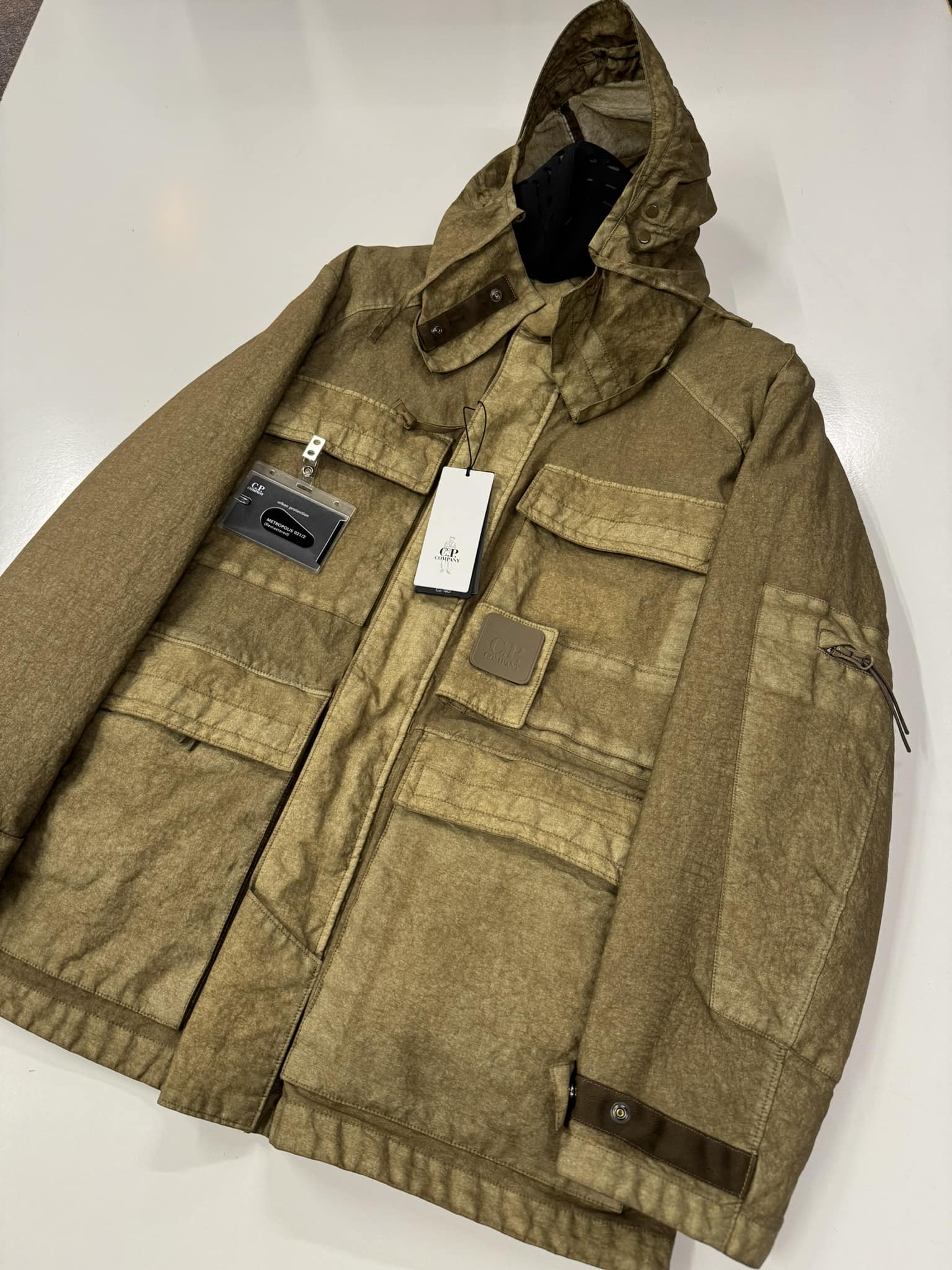 C.P. Company Metropolis Series Co-Ted Hooded 2 in 1 Jacket in Khaki - Image 1