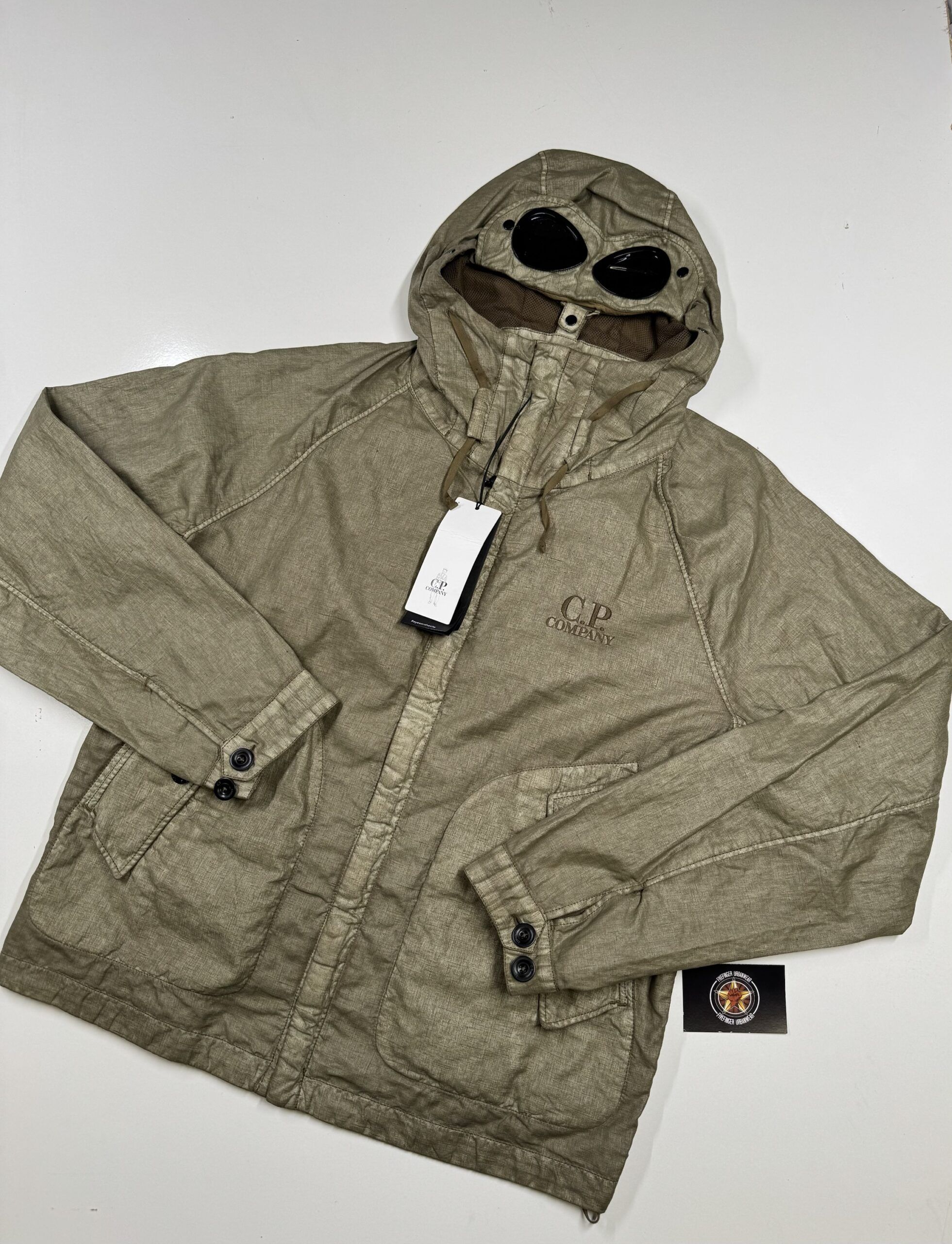C.P. COMPANY 202A Lino-wax Goggle jacket in khaki - Image 1