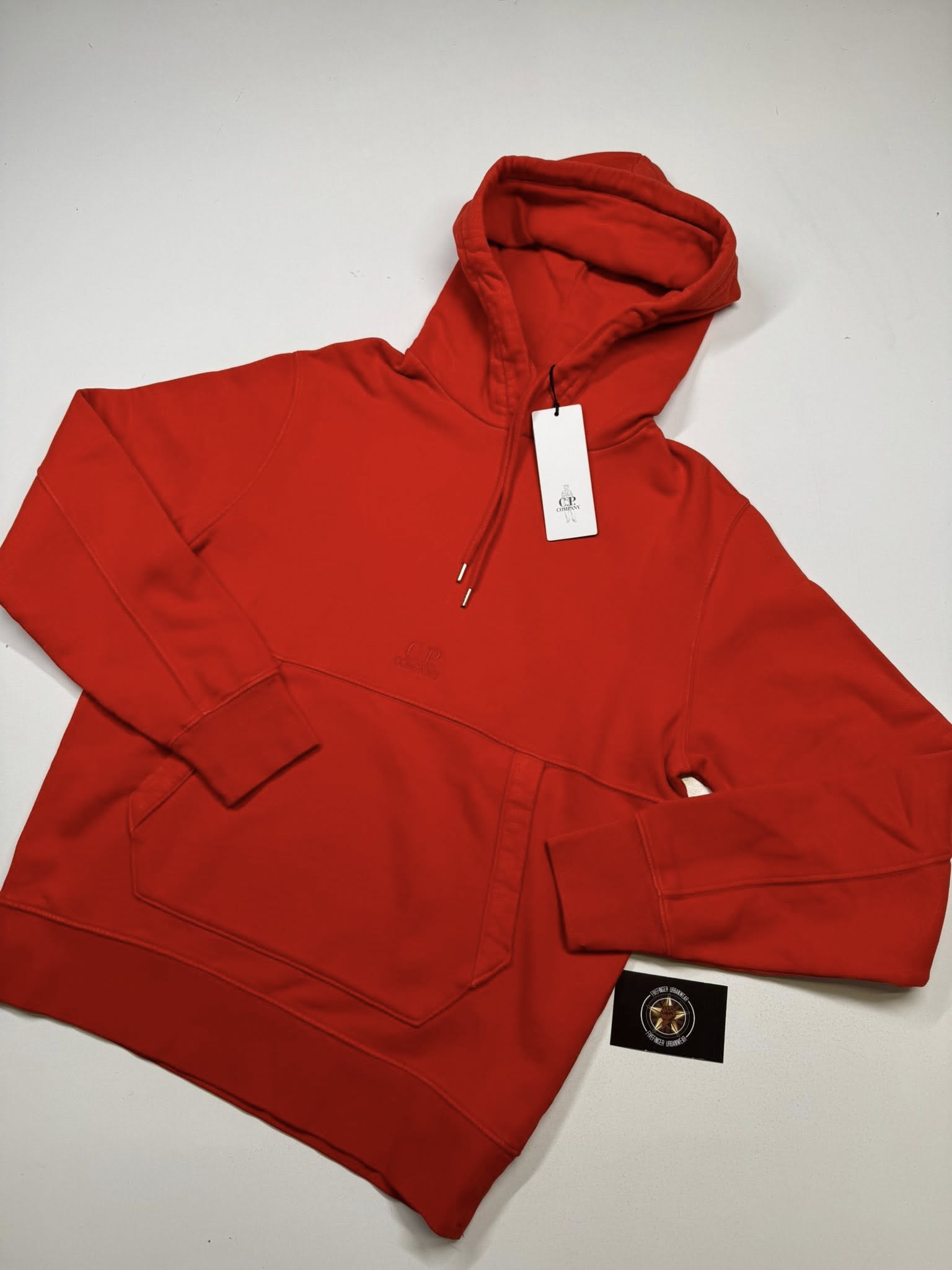 CP Company Brushed & Emerized Diagonal Fleece Hoodie in  Red - Image 1