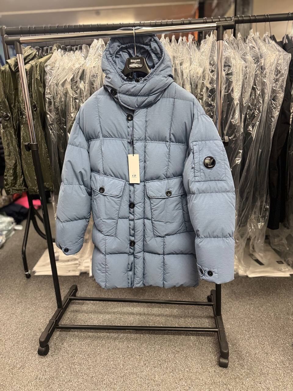 CP Company 203A Flatt Nylon Long down hooded jacket -     Large / p2p 24.5” - Image 1