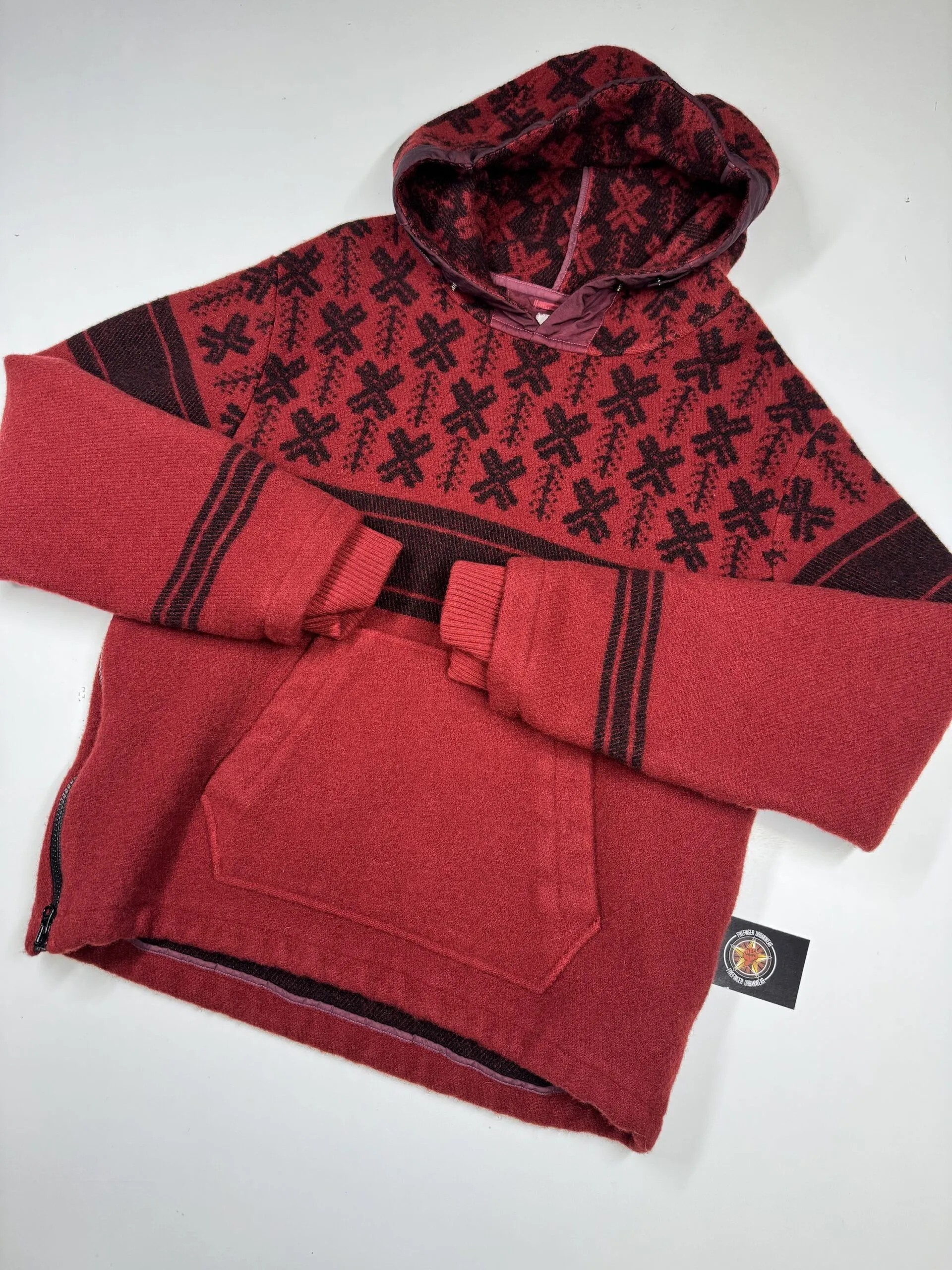 img_1961-4 C.P. COMPANY Hooded Pullover C.P. Duffel Jacquard Coat - Red - Large / P2P 23 - Image 1
