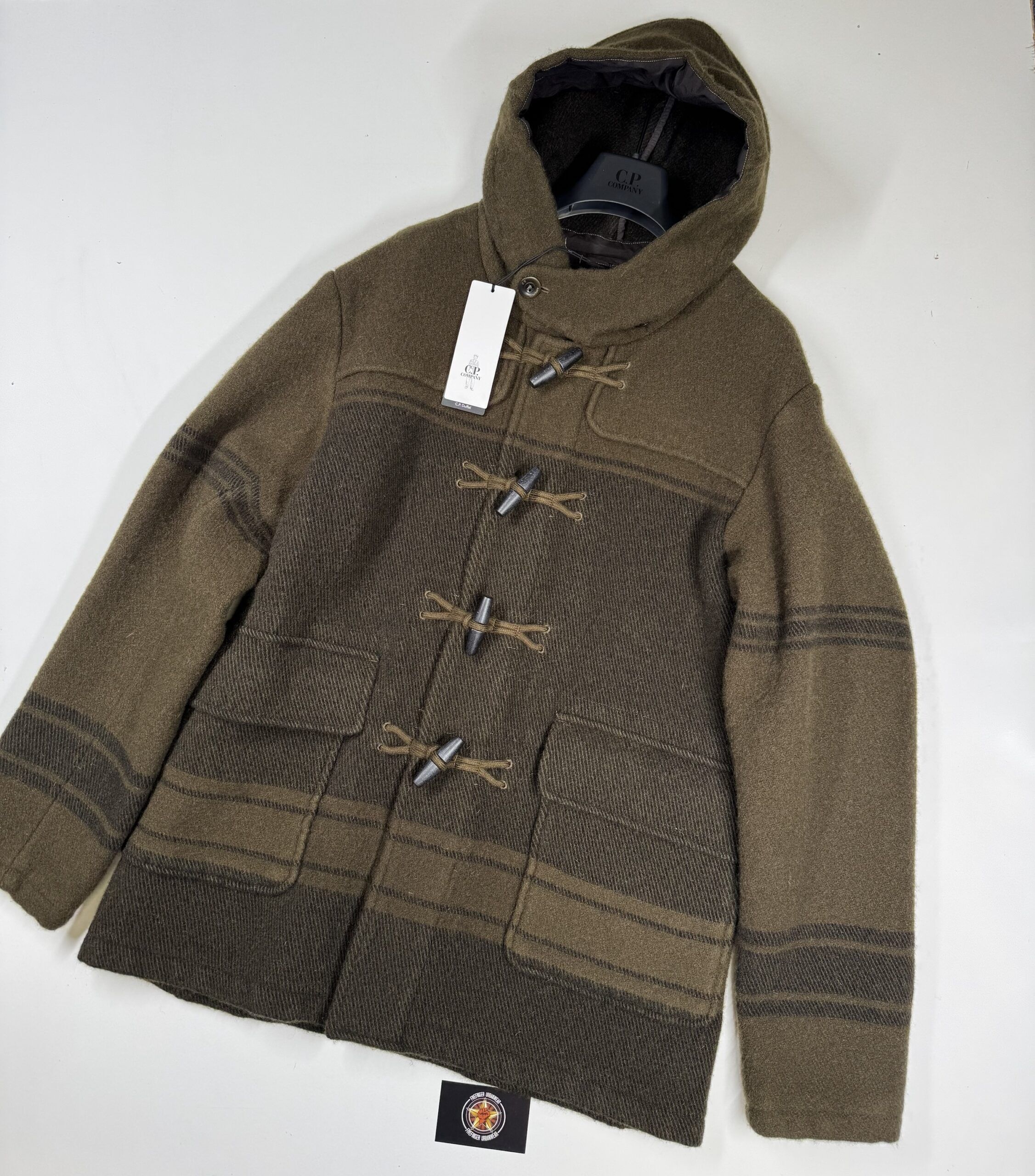 C.P. Company 189A  C.P. Duffel Jacquard hooded duffel coat  in Green - Image 1
