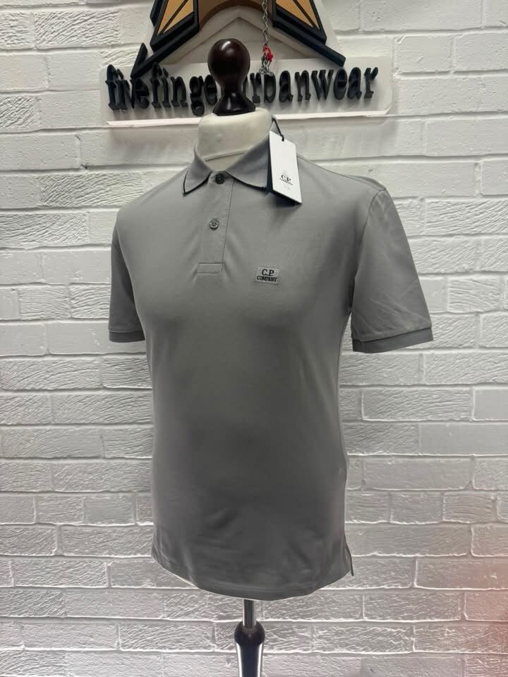C.P COMPANY 097A REG FIT STRETCH PIQUET POLO SHIRT - GREY    -   XS / 19.5” P2P - Image 1
