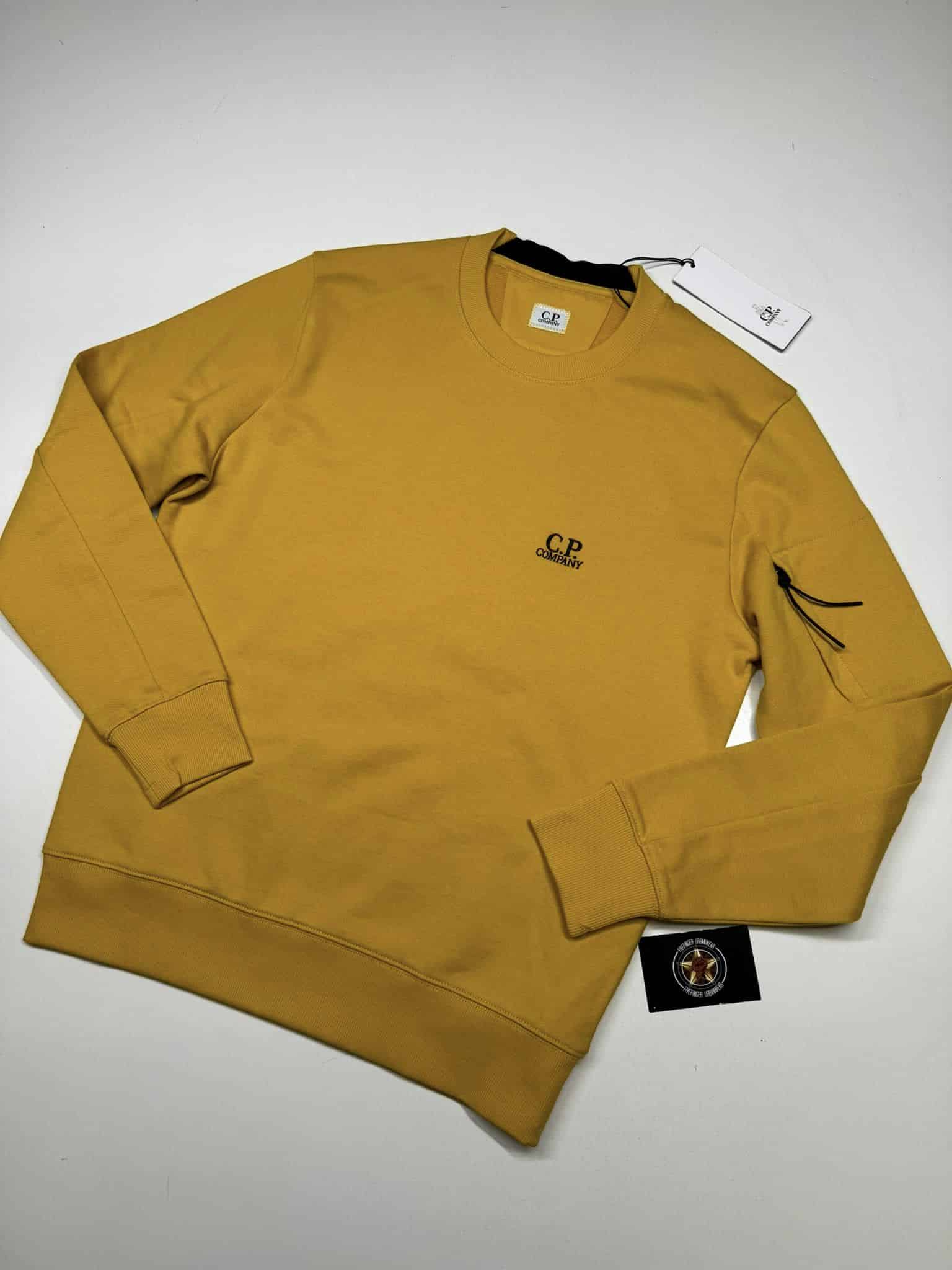 CP Company Diagonal Raised Fleece Crew neck   in Desert Sun - Image 1