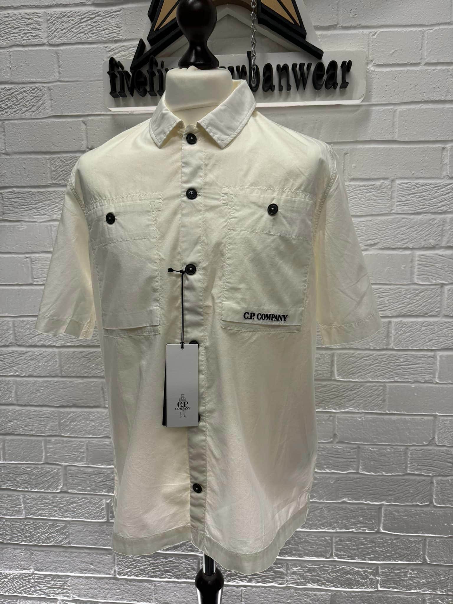 448509335_354921300969520_5976100594323426052_n C.P. Company short Sleeve Shirt in Cotton Rip- stop - White - Image 1