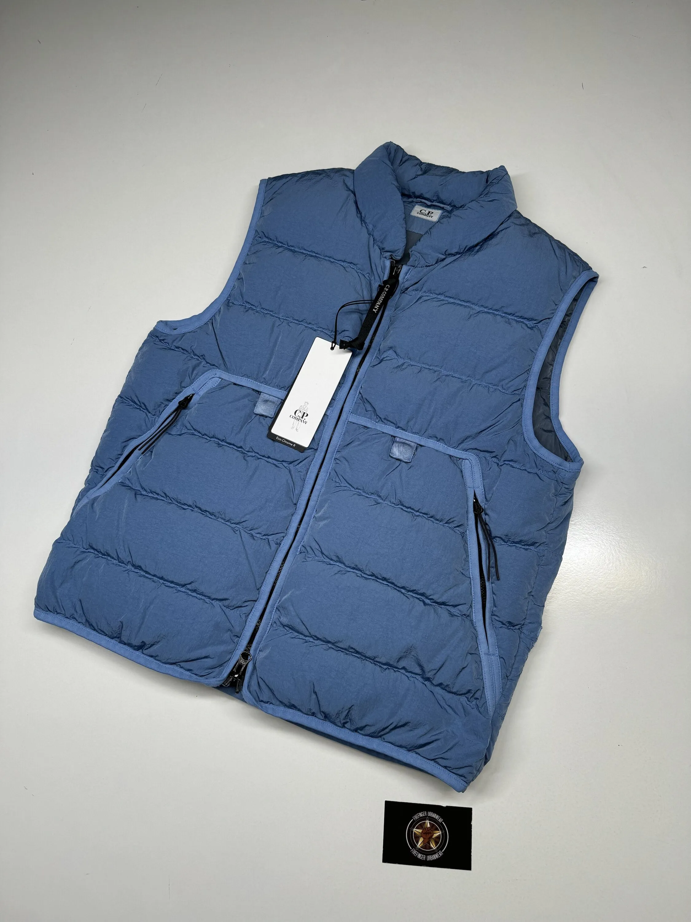 img_6251 CP COMPANY 030A ECO CHROME DOWN GILET VEST IN RIVIERA BLUE / 818 - Image 1