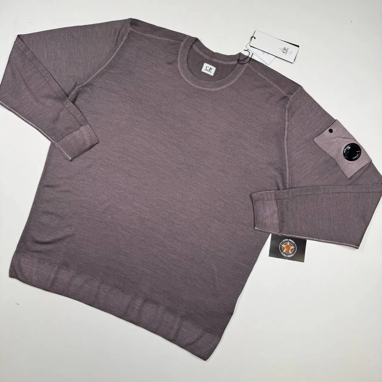 img_6039-2 CP Company 091A fast dyed merino wool Plain Jumper - Purple dove / 735 - Image 1
