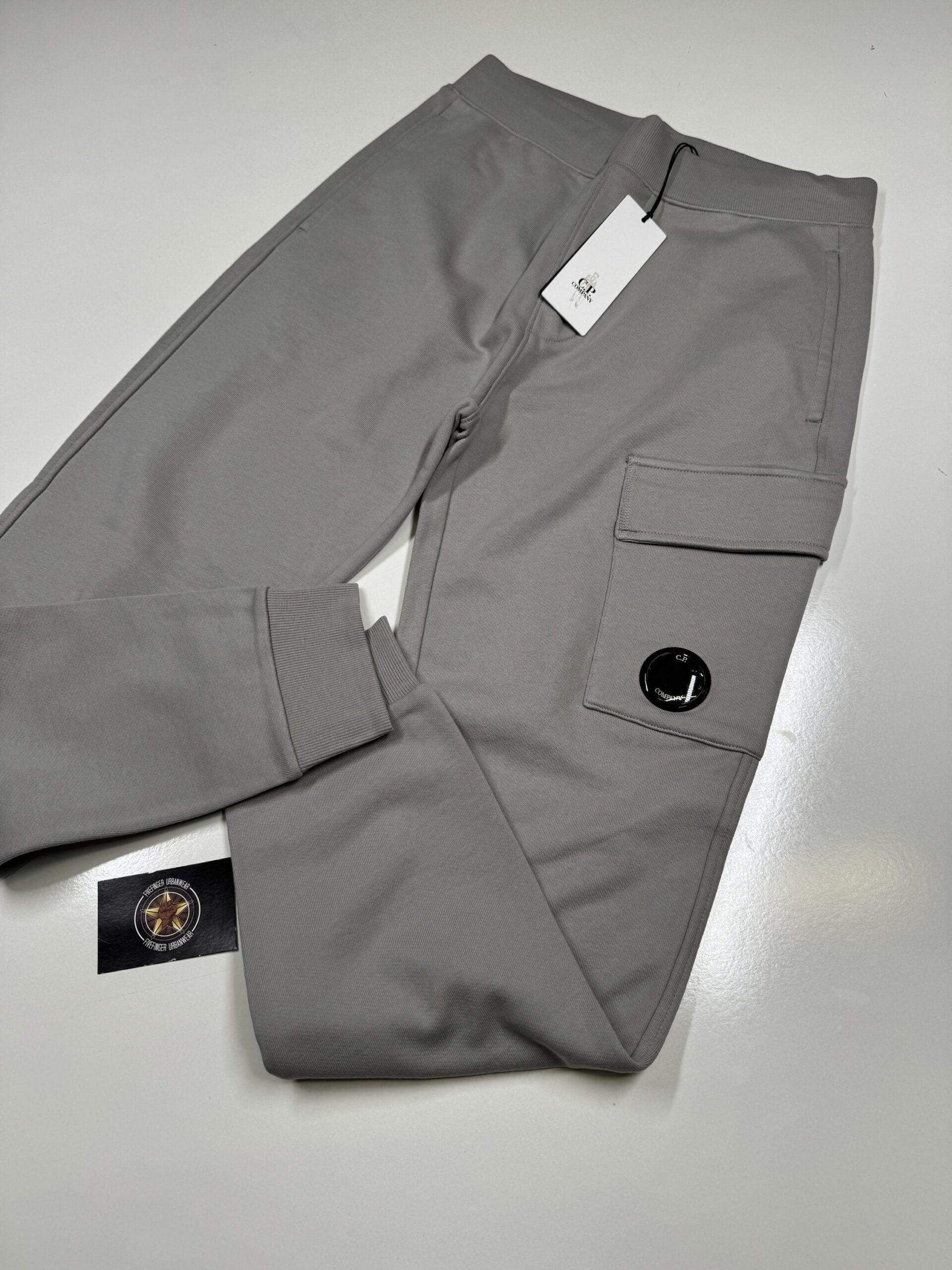 CP COMPANY 017A DIAGONAL RAISED FLEECE JOGGING PANTS IN GREY - Image 1