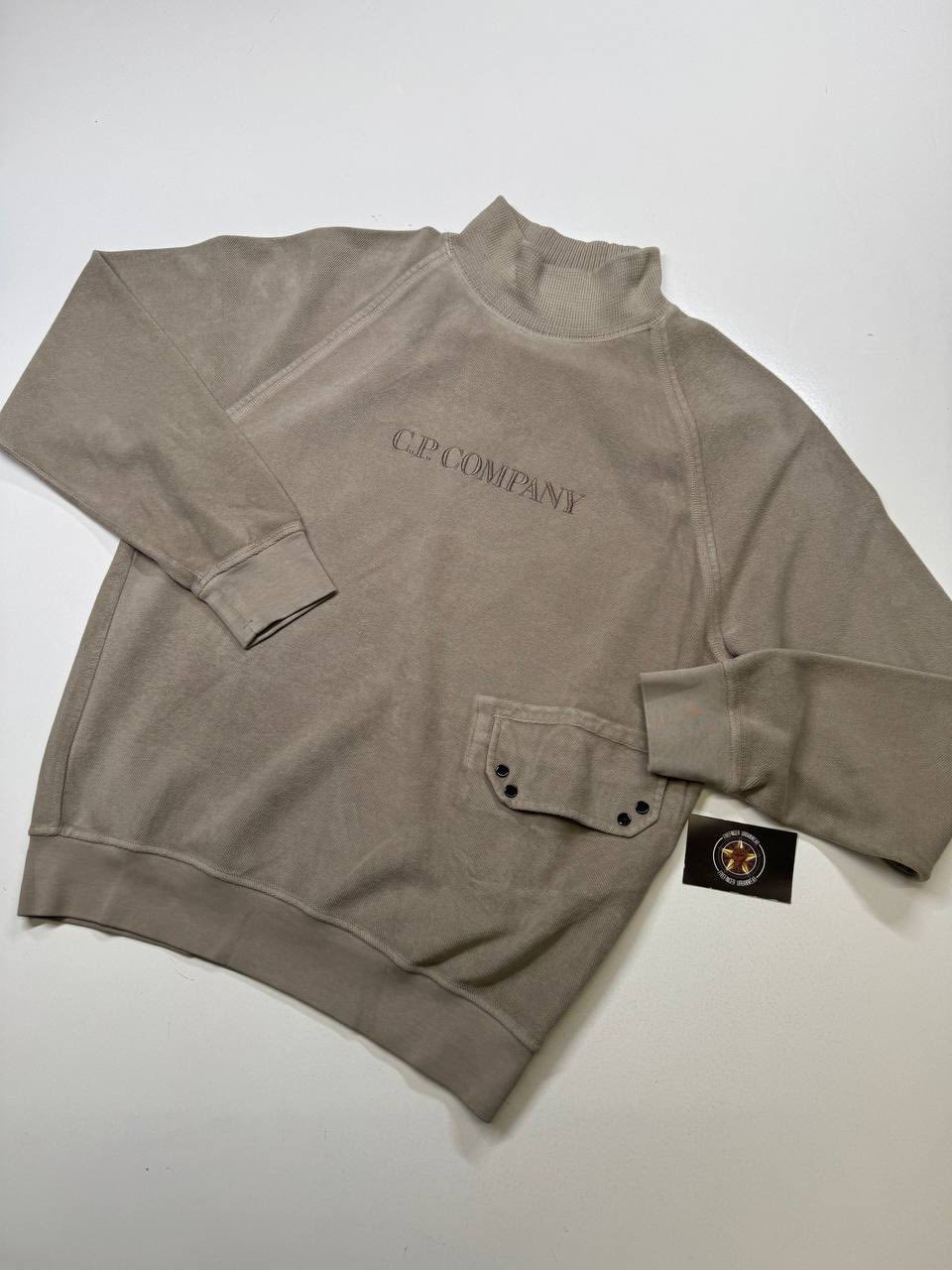542670186_698989403229373_2611206030513236752_n CP Company 273A Brushed & Emerized Diagonal Fleece Sweatshirt in vintage Khaki. - Image 1