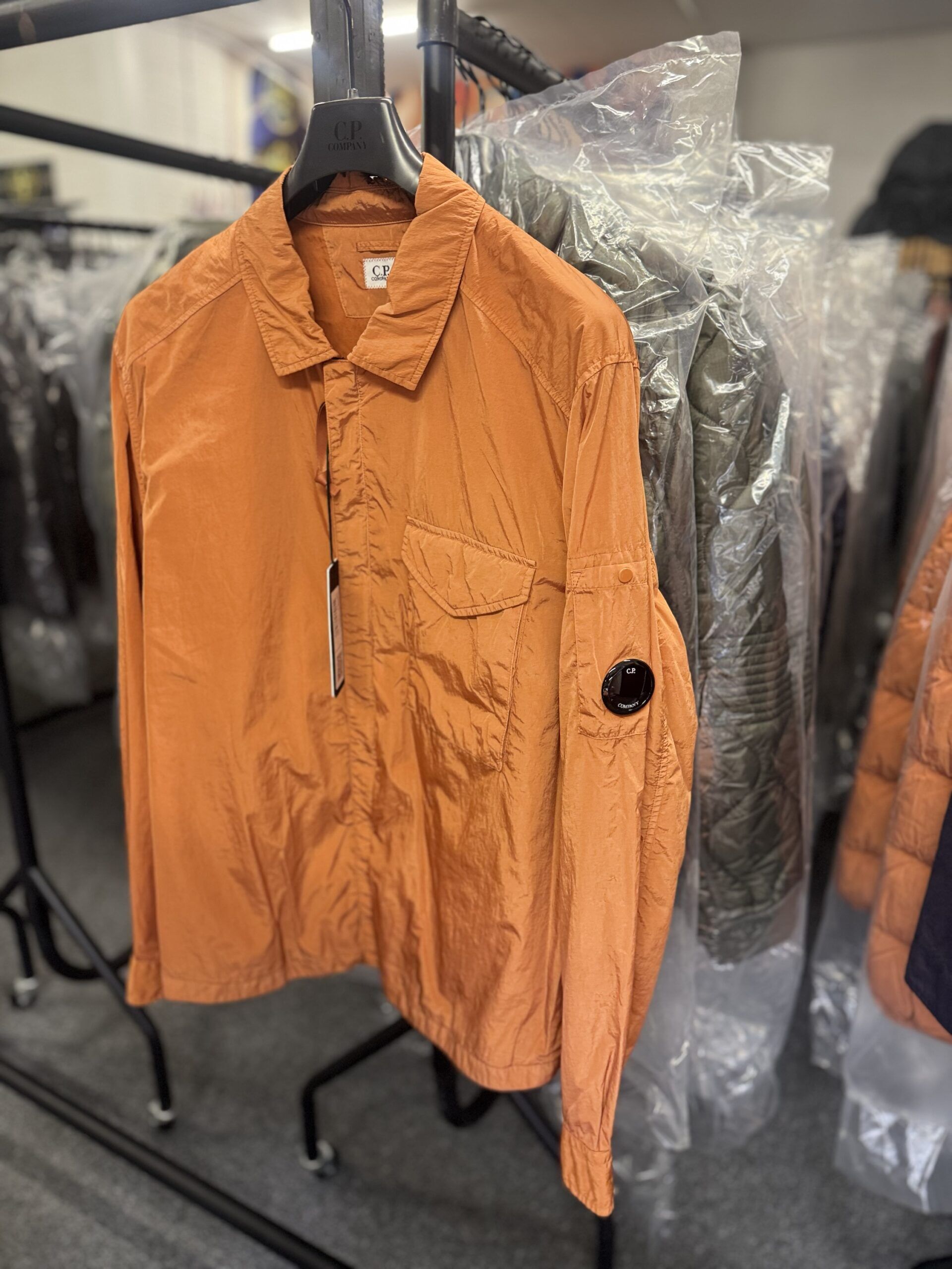 C.P. COMPANY 095A Chrome-R Zipped Overshirt in Orange (438 Bombay Brown) - Image 1