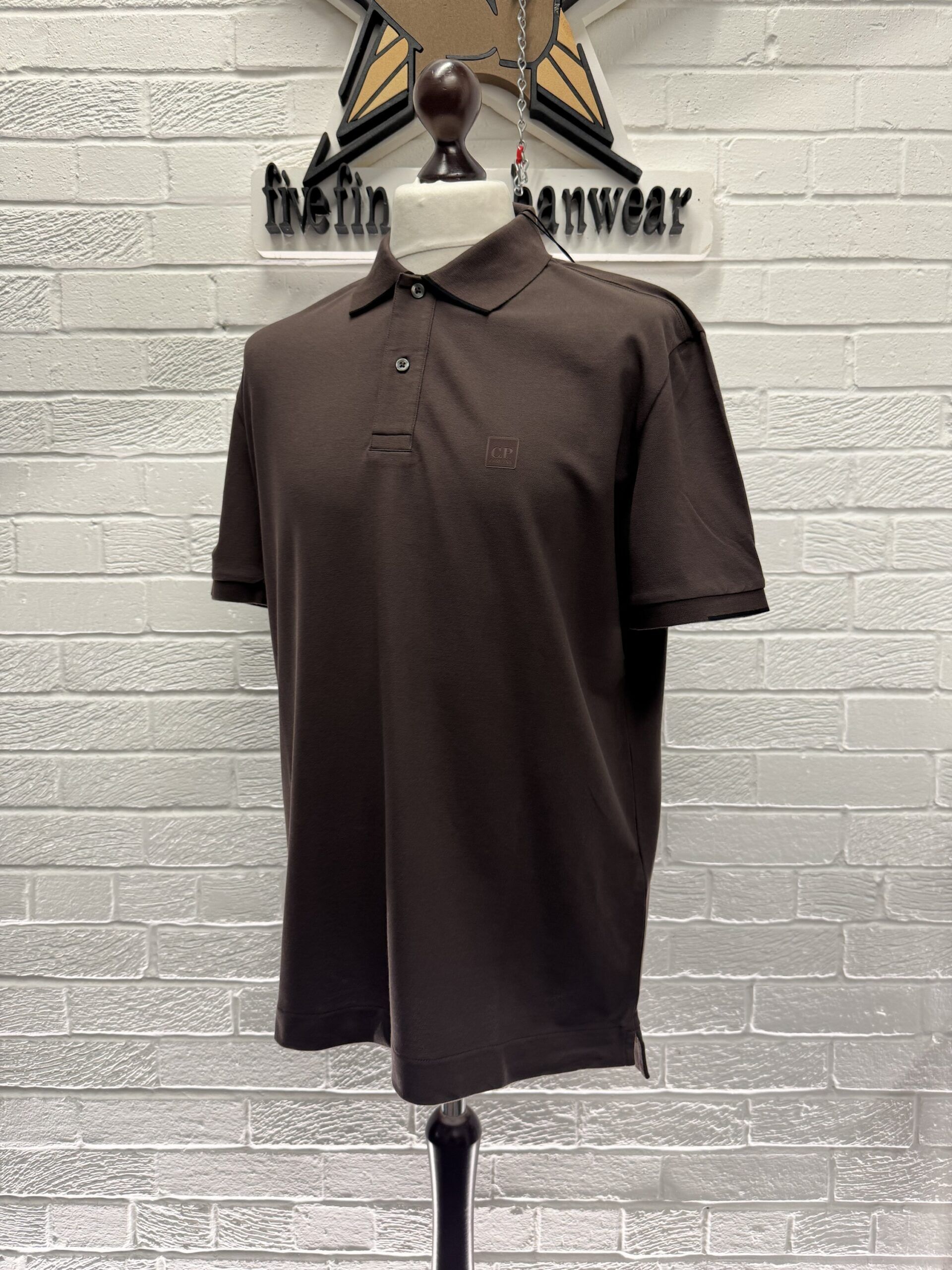 img_8667-3 C.P COMPANY STRETCH PIQUET POLO SHIRT IN BROWN - Image 1