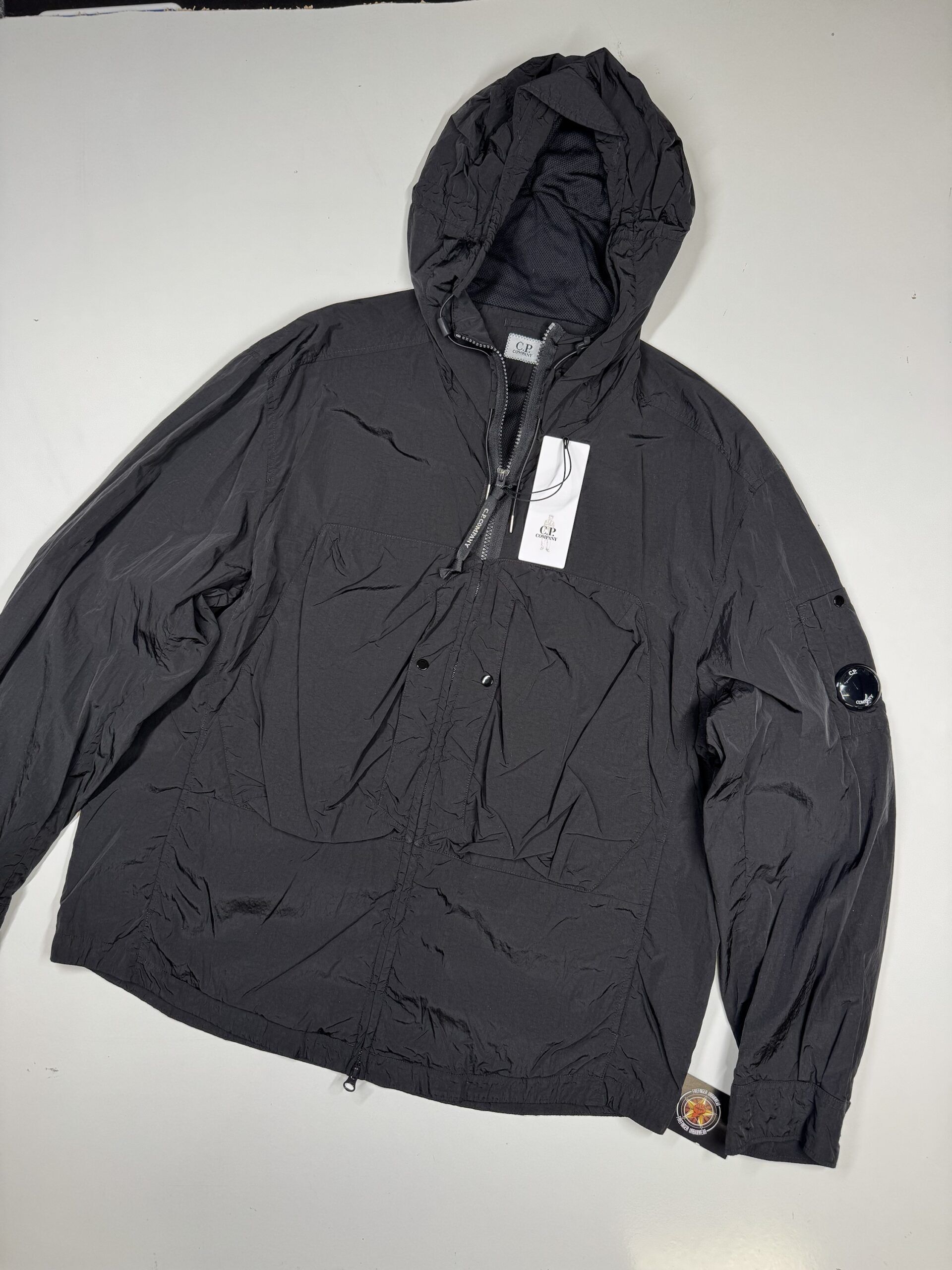 C.P. COMPANY 156A Chrome-R Zipped Hooded Overshirt in Black - Image 1