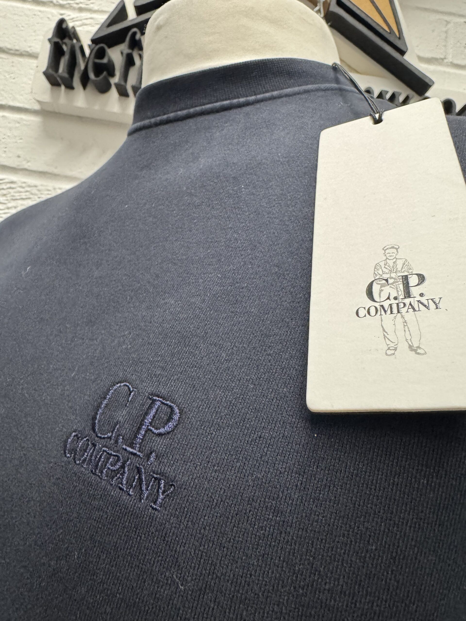 Cp Company 060B Brushed Emerized Diagonal Fleece Sweatshirt in Navy - Image 1