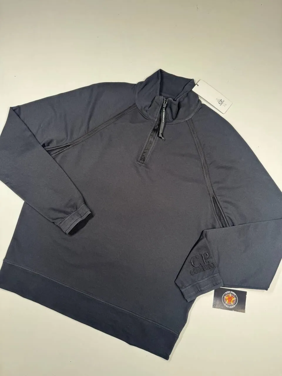 img_1559 CP company 071A Light Fleece 1/4 zip Sweatshirt in Black. - Image 1