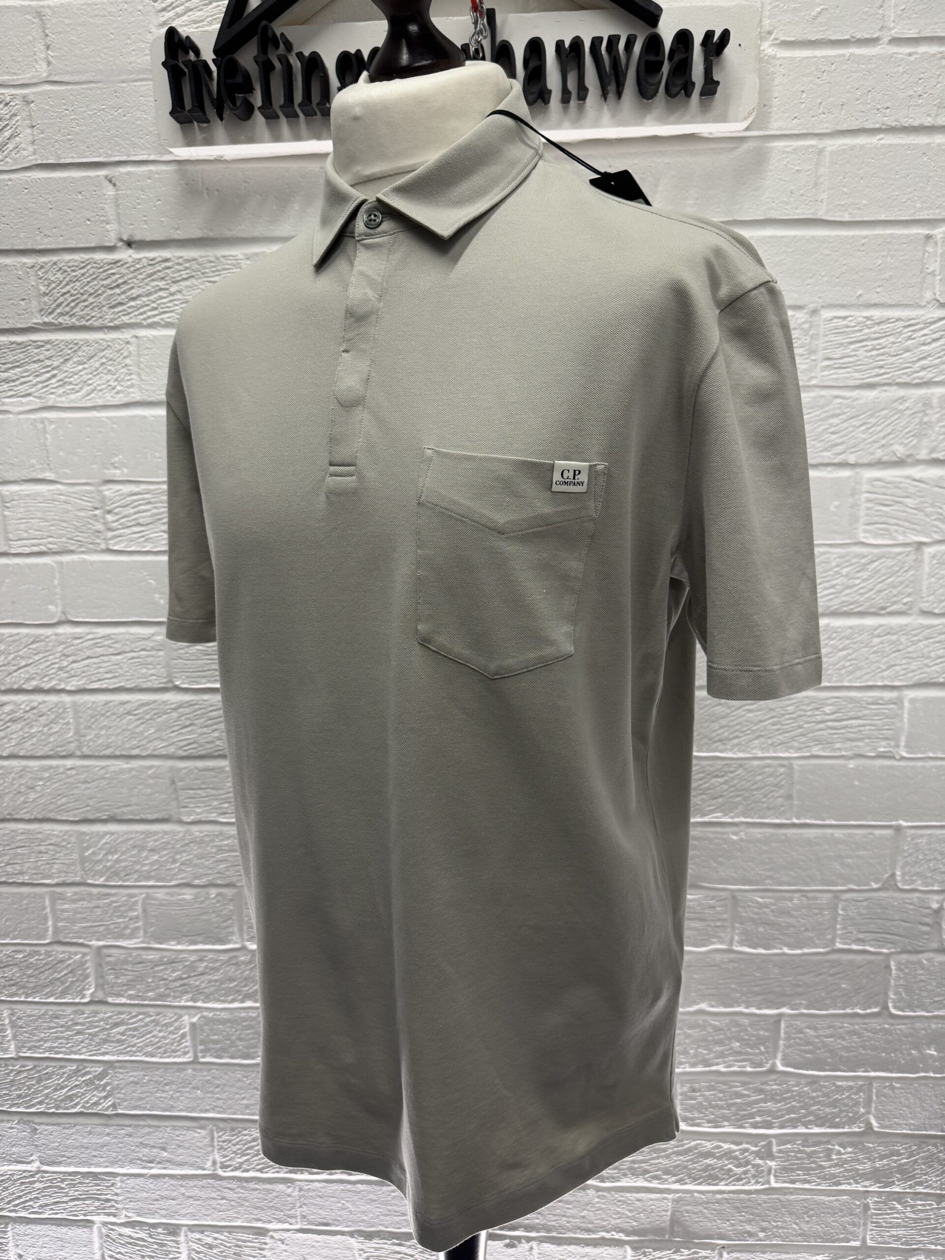 img_5587 C.P COMPANY REGULAR FIT STRETCH PIQUET POLO SHIRT - GREY - Large / 23” p2p - Image 1