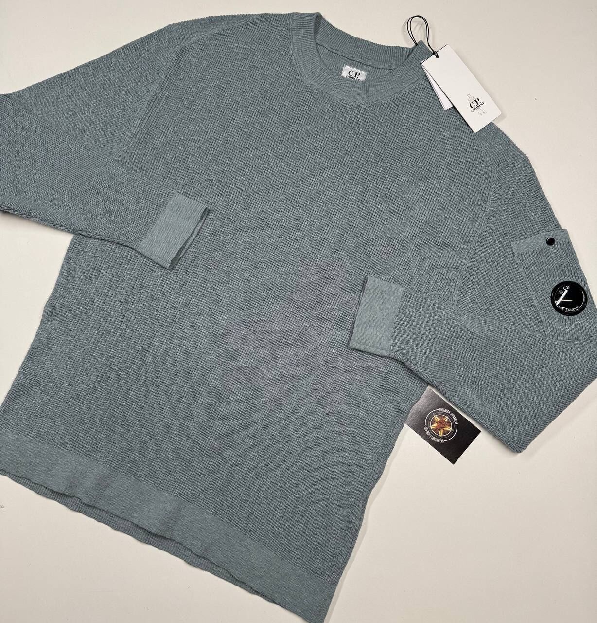 img_6276-3 CP company 148A cotton crepe crew neck pull over knit - Blue Large / p2p 23” - Image 1