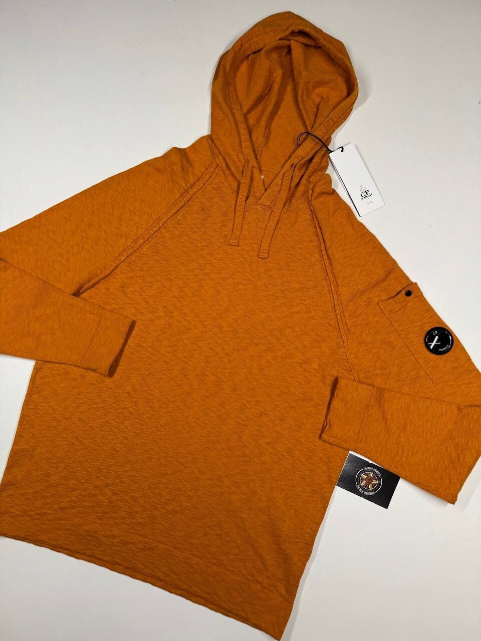img_6399 CP company 181A cotton crepe Hooded pull over knit - Orange / 436 Large / p2p 22” - Image 1