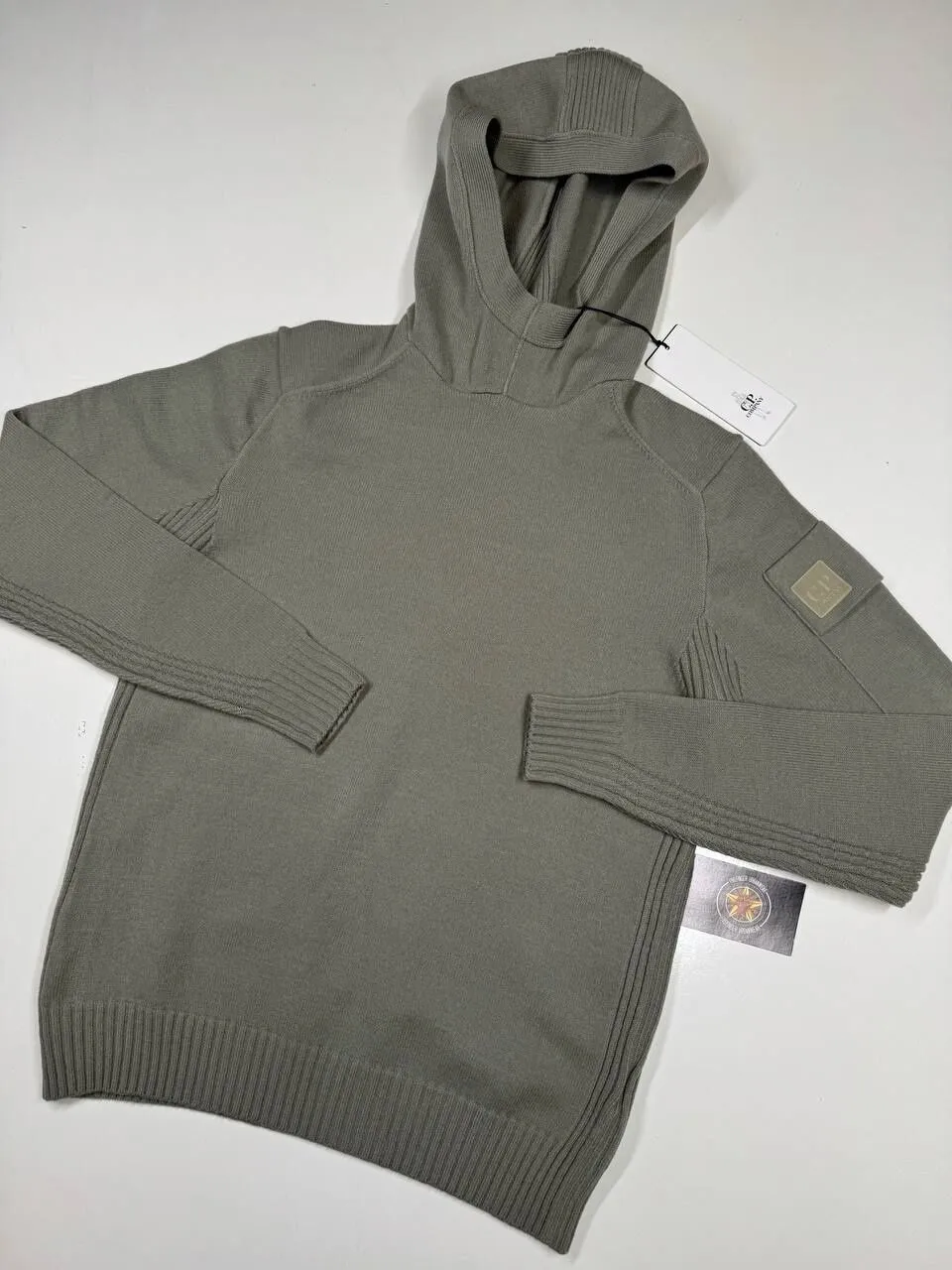 CP Company 019A Metropolis Virgin Wool hooded Knit in Grey  -    Size 46 / Small  / P2P 20” - Image 1