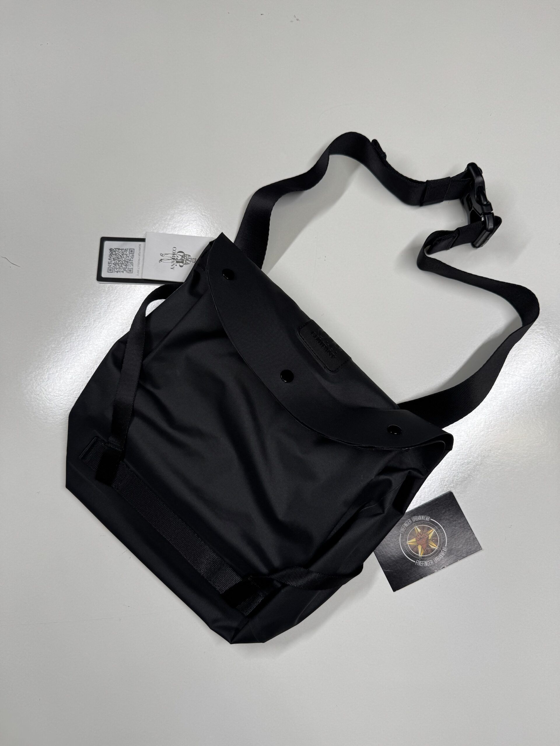 Cp Company 025A Metropolis satchel type cross bag rubber reps in black - Image 1