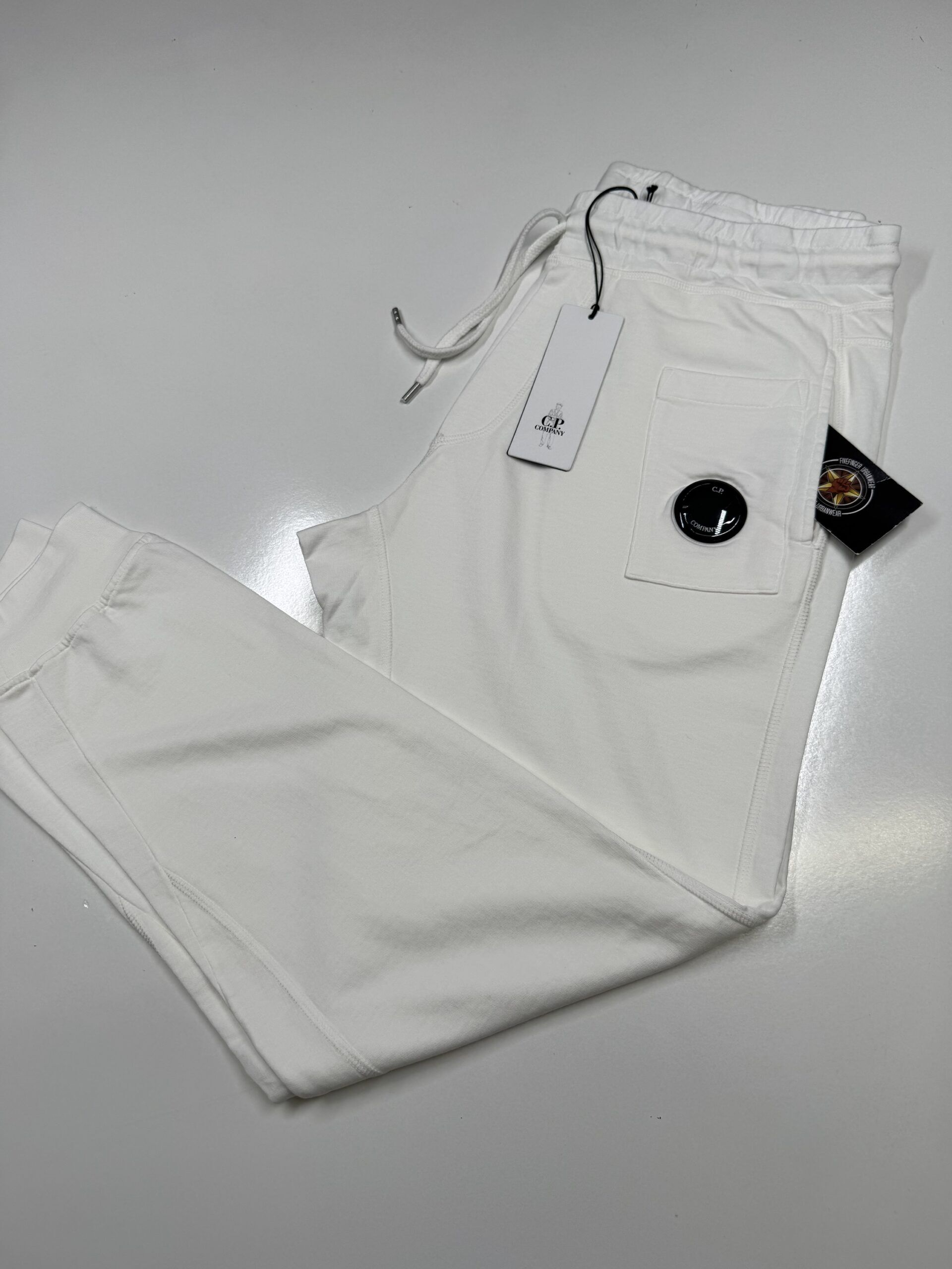 CP COMPANY 161A JOGGING PANT IN LIGHT  FLEECE - WHITE/103 - Large / W34” - Image 1