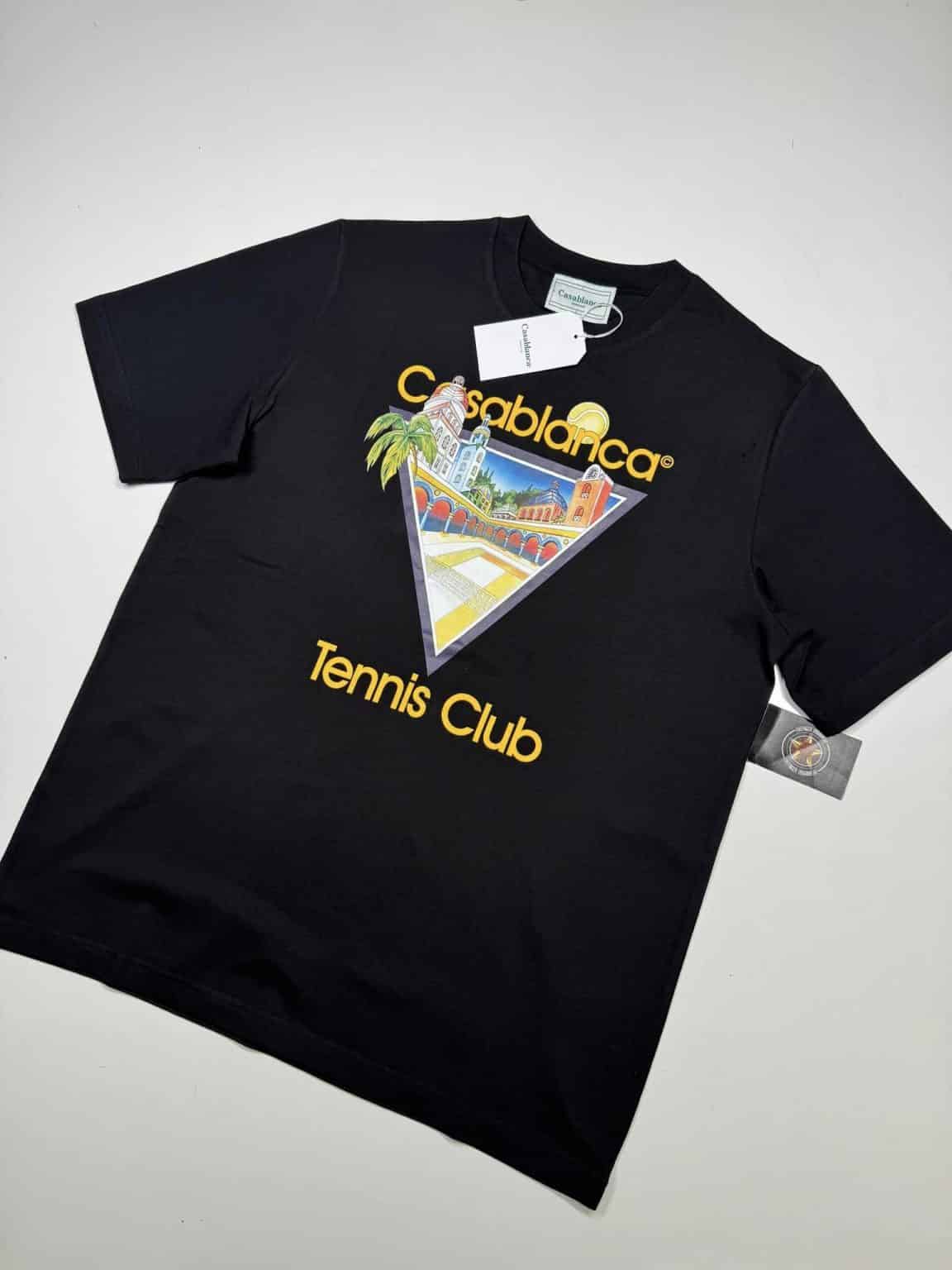 Casablanca Tennis Club Icon Print T-Shirt in Black - Fivefinger