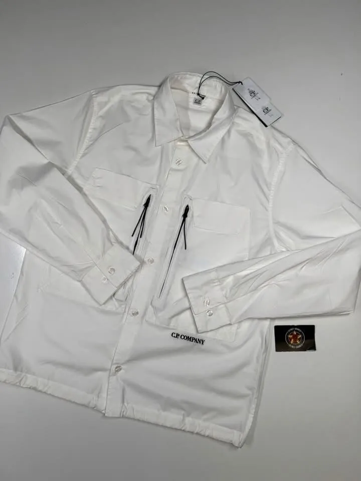 CP COMPANY 276A popeline pocket long sleeve shirt  in White  -  Large / p2p 23” - Image 1