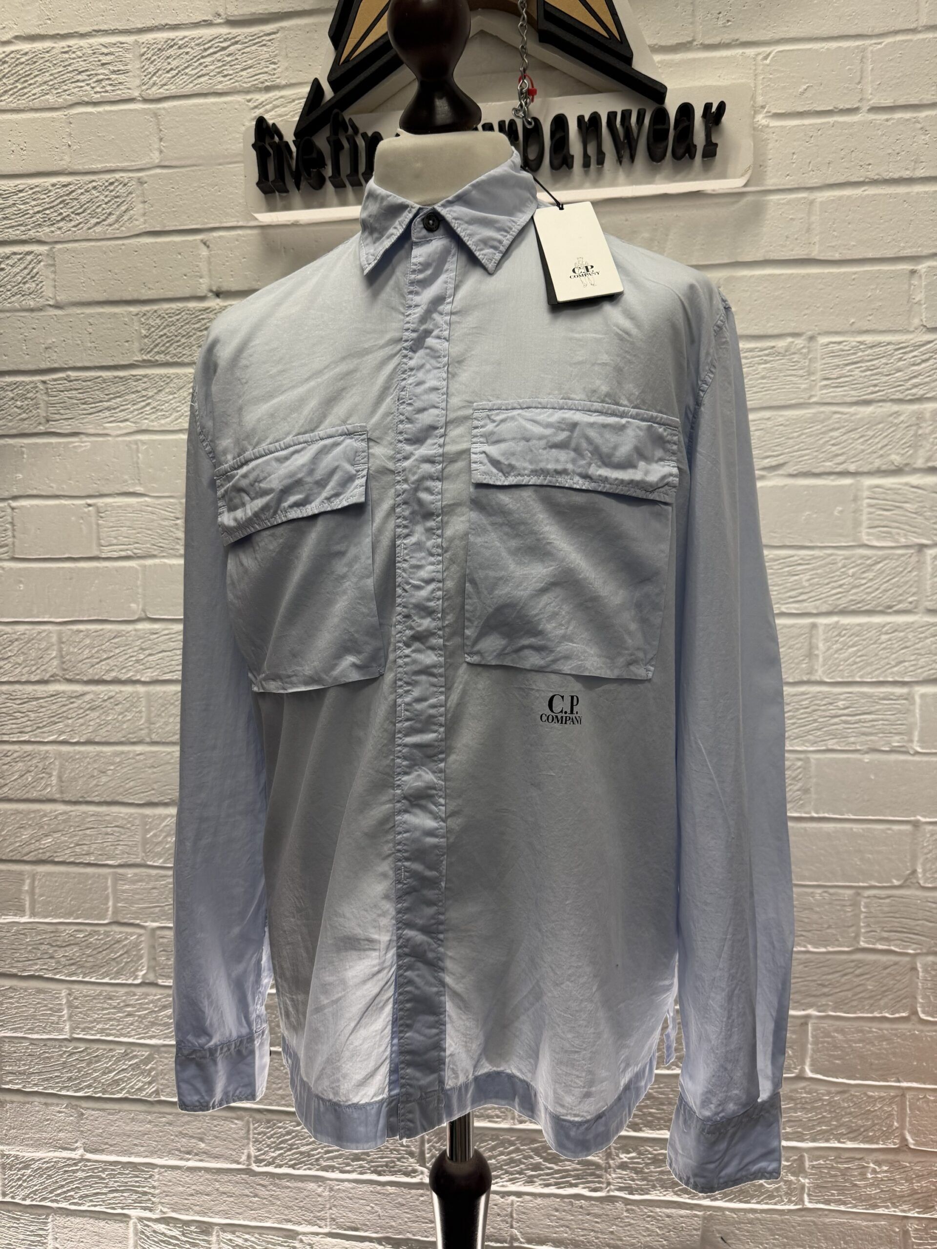 CP Company 251A  Mussola light cotton long sleeve shirt in Sky Blue - Image 1