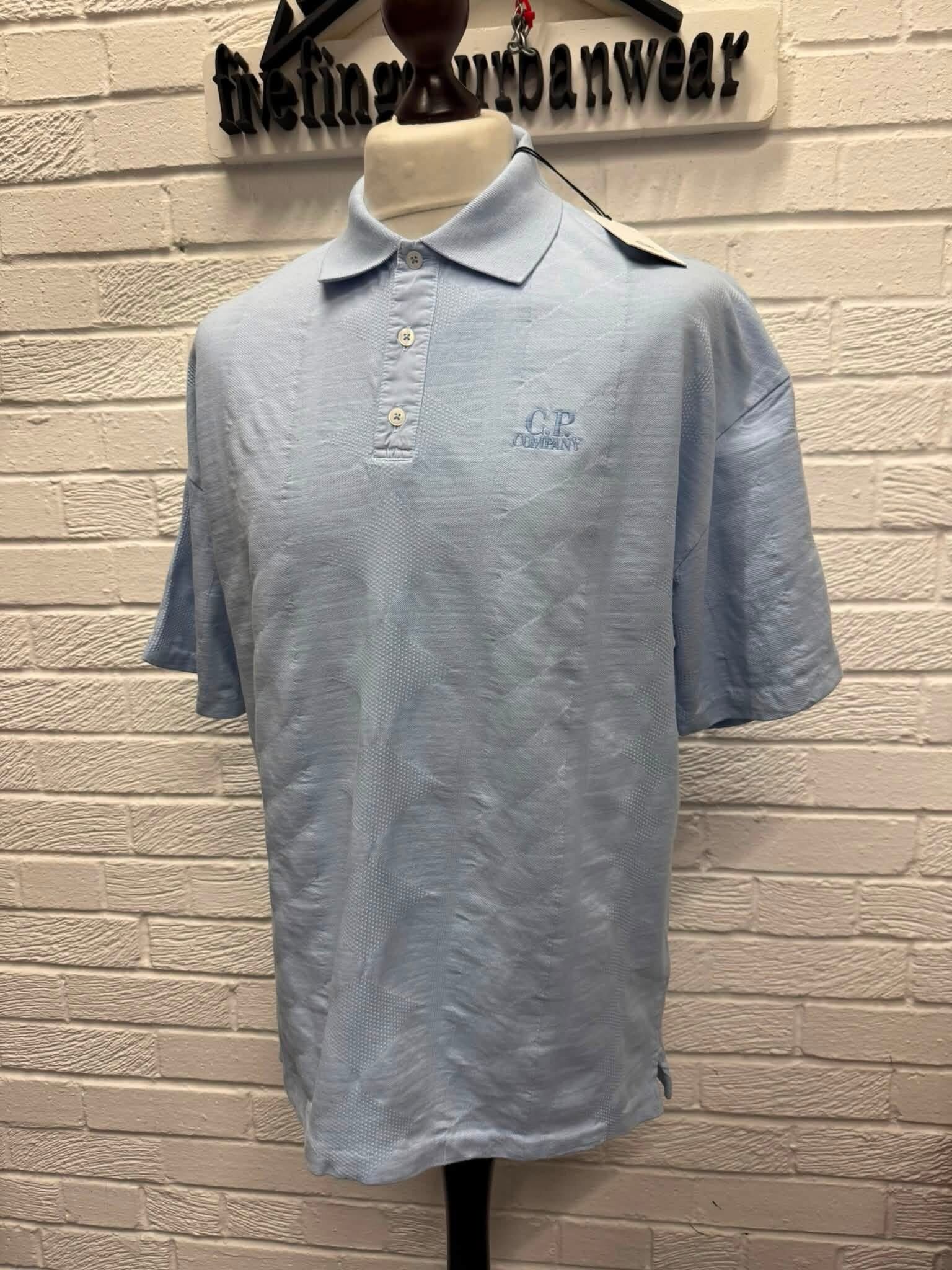 CP Company 320A jersey Jacquard micropattern  short sleeve polo in Gauze White / 103  -    XXL  / P2P 26.5” Copy - Image 1